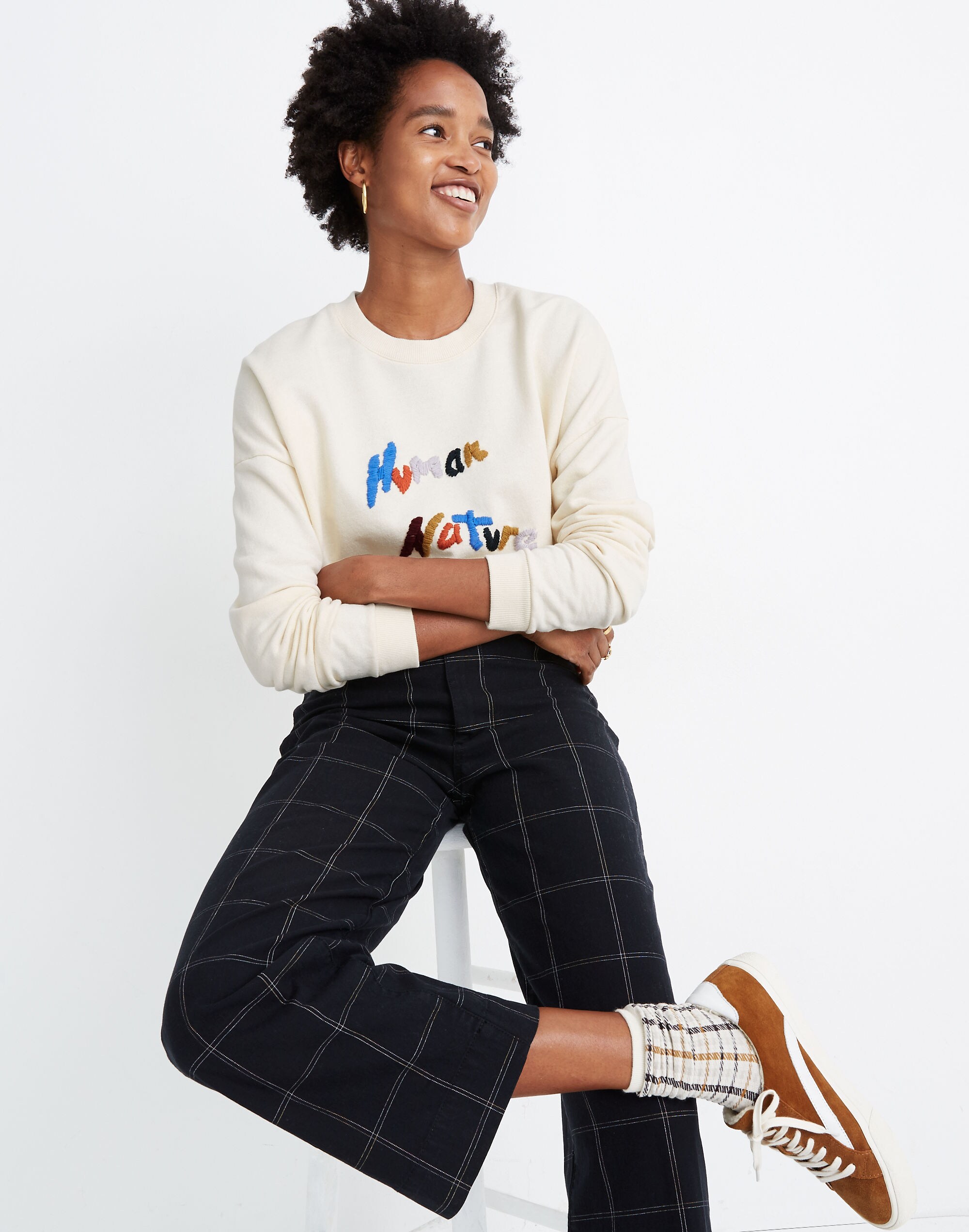 Human Nature Embroidered Oversized Sweatshirt