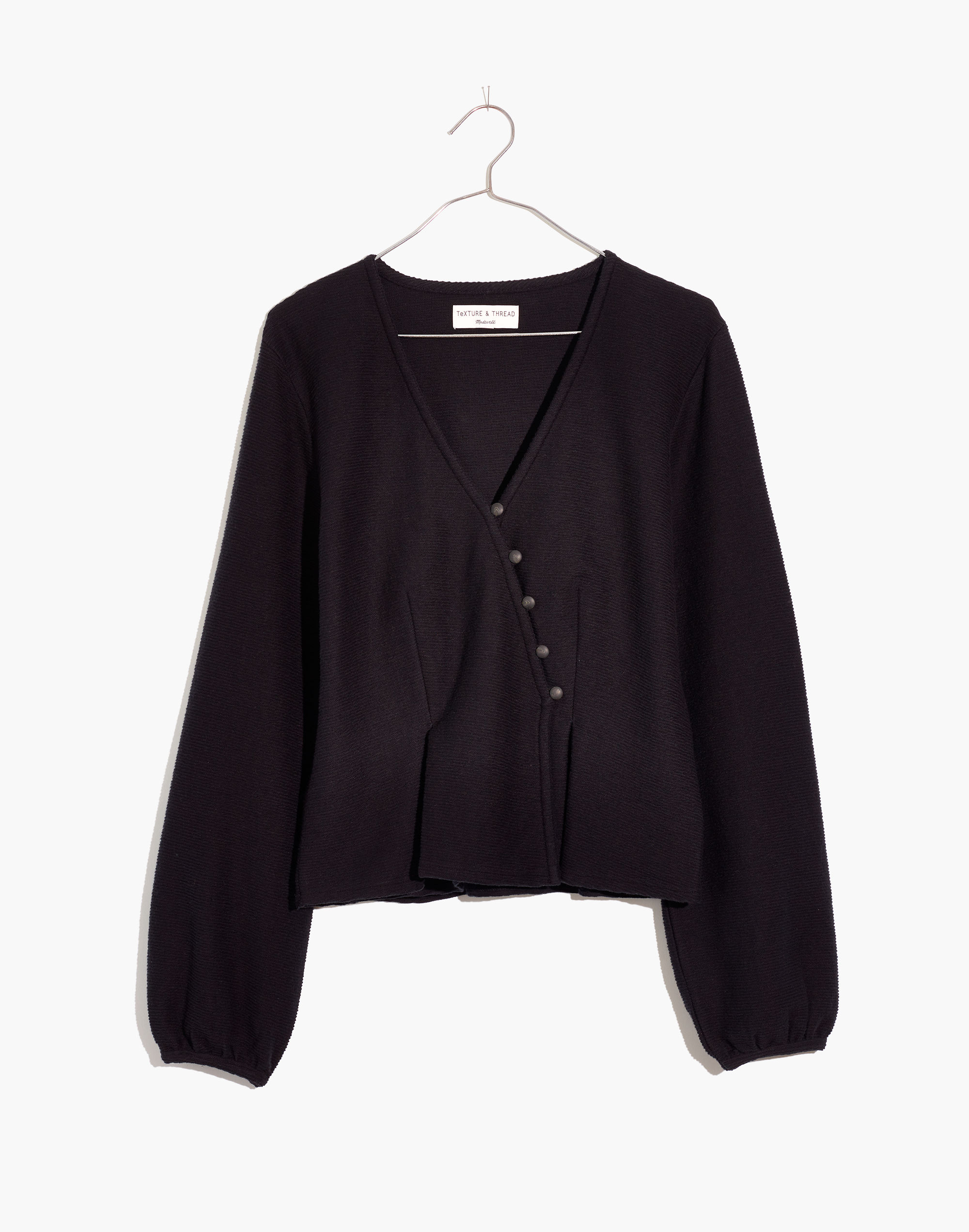 Texture &amp; Thread Button-Wrap Top