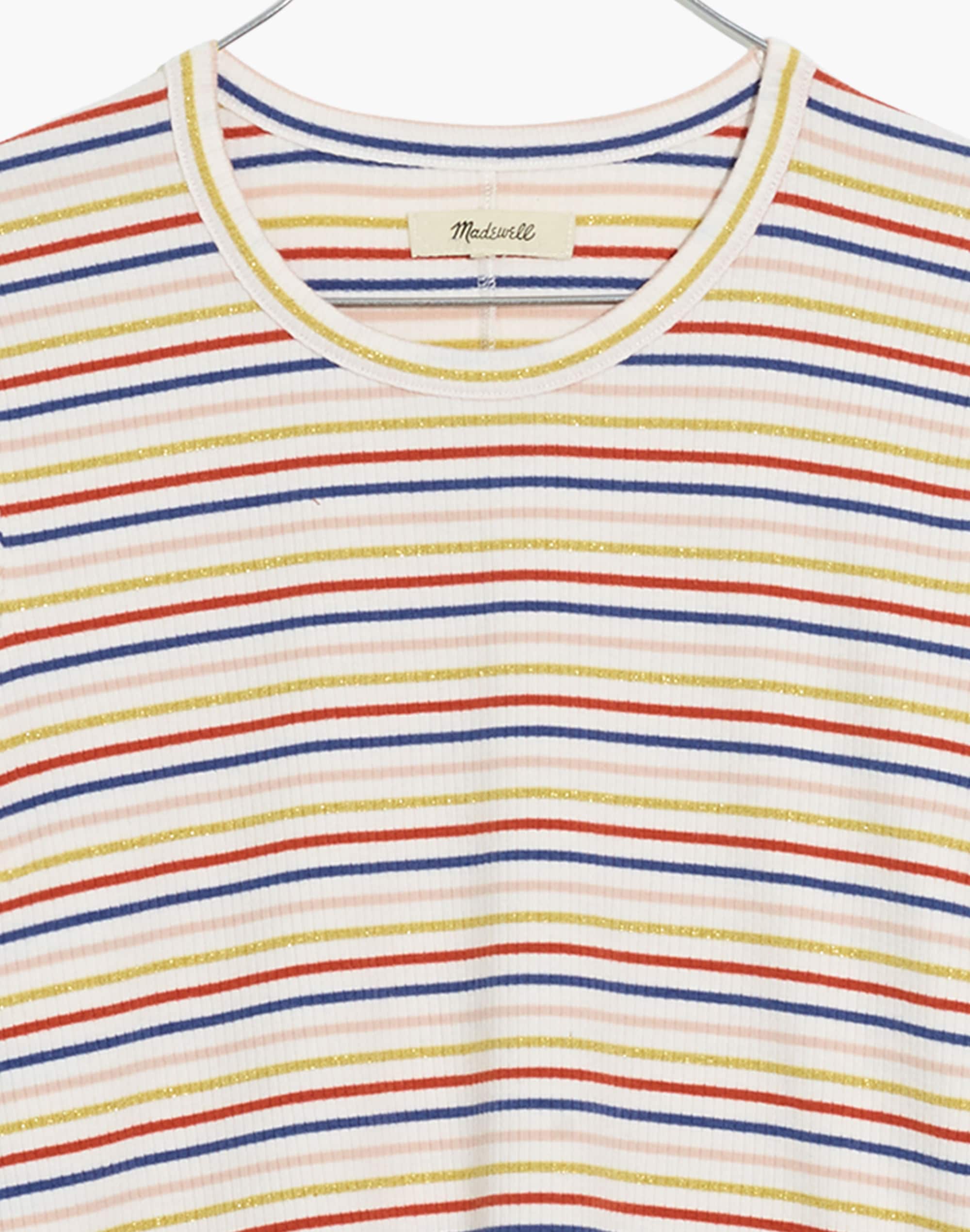 Long-Sleeve Baby Tee in Shimmer Stripe