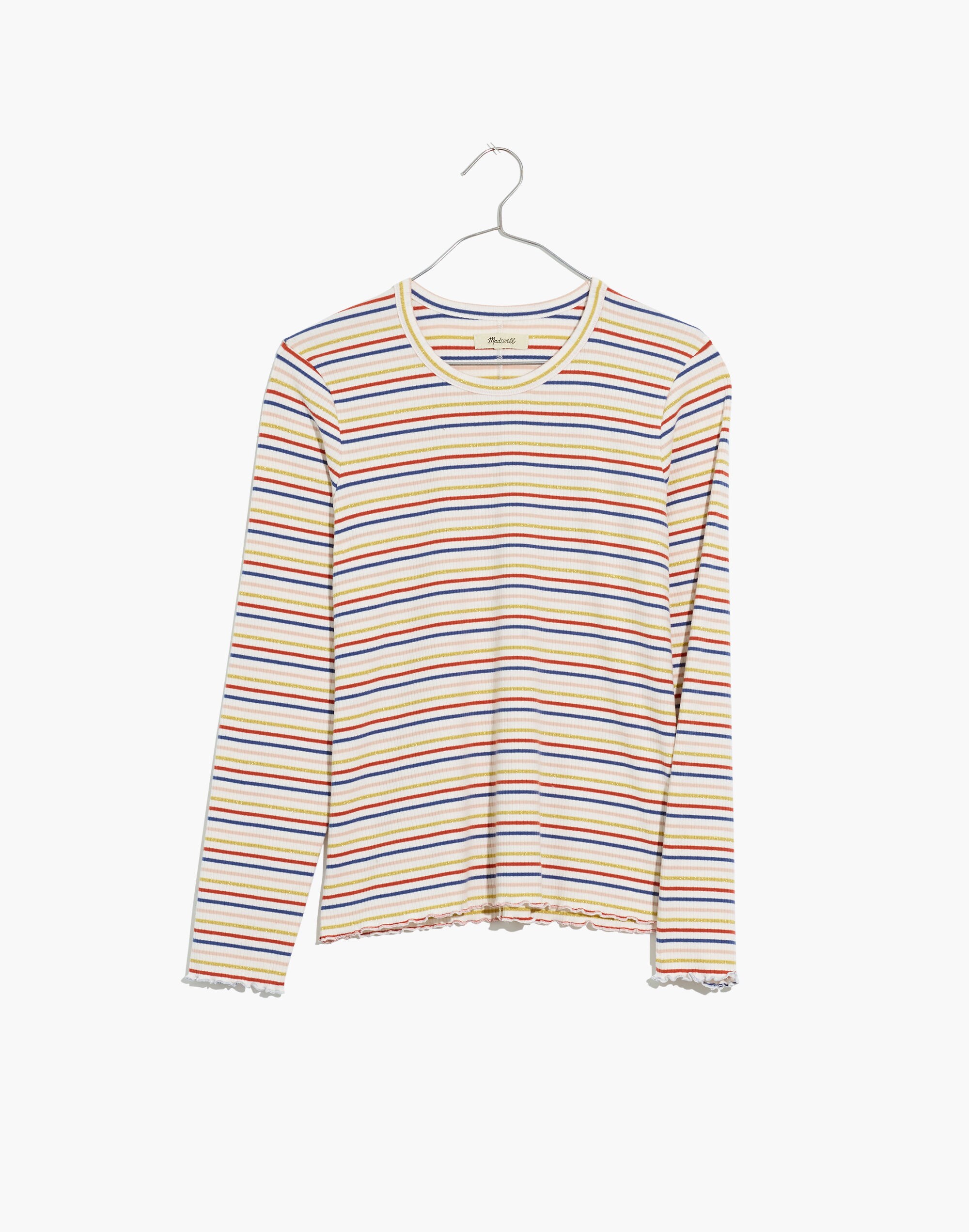 Long-Sleeve Baby Tee in Shimmer Stripe