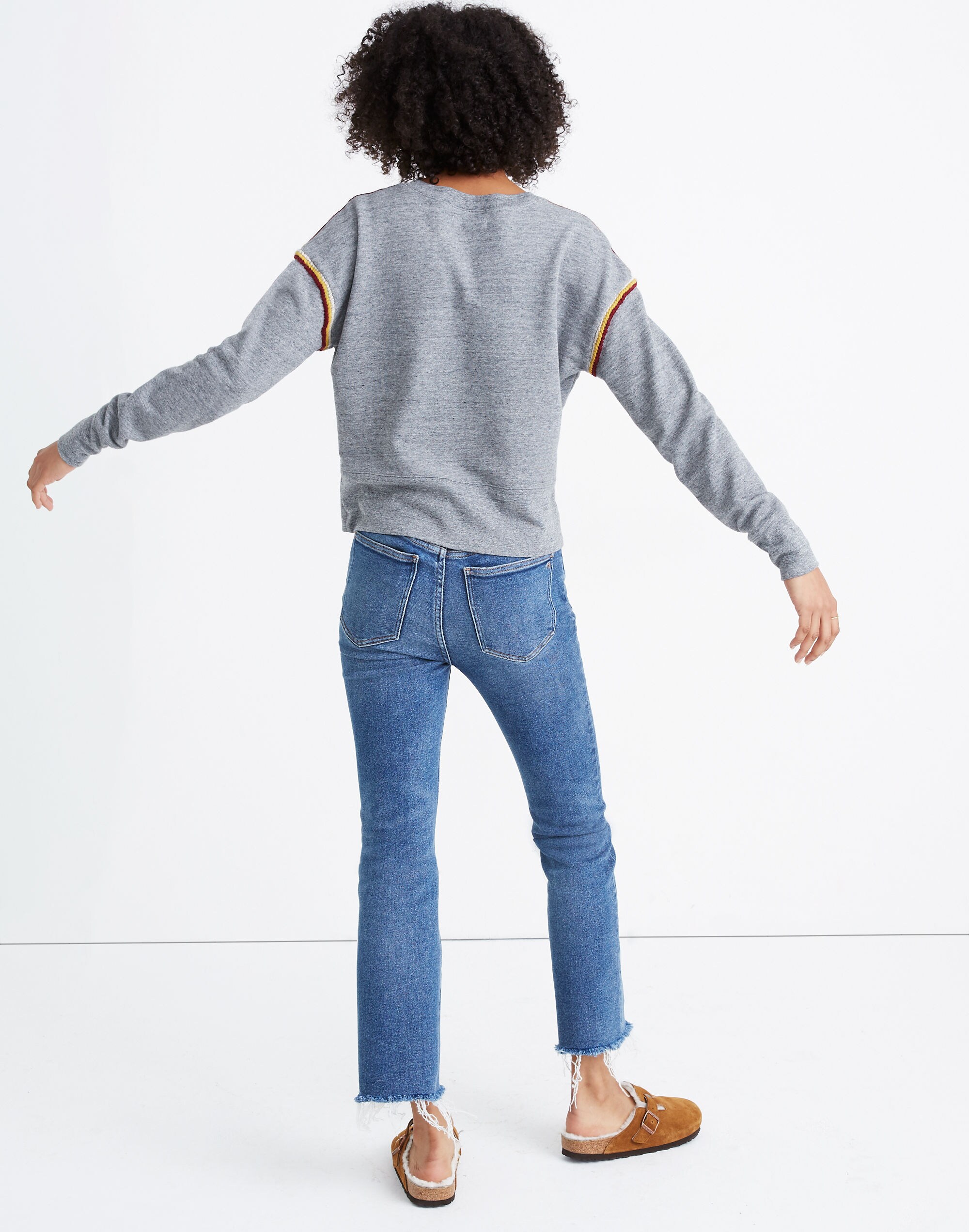 Embroidered-Trim Crop Sweatshirt