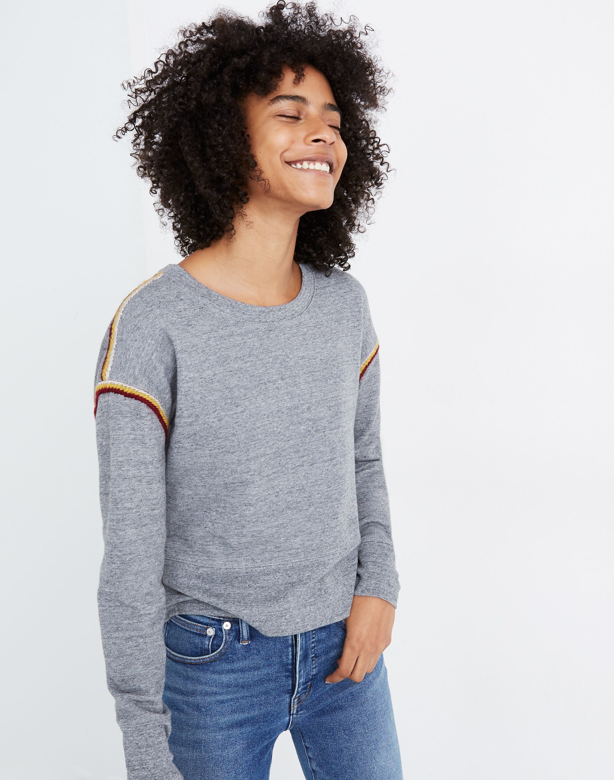Embroidered-Trim Crop Sweatshirt