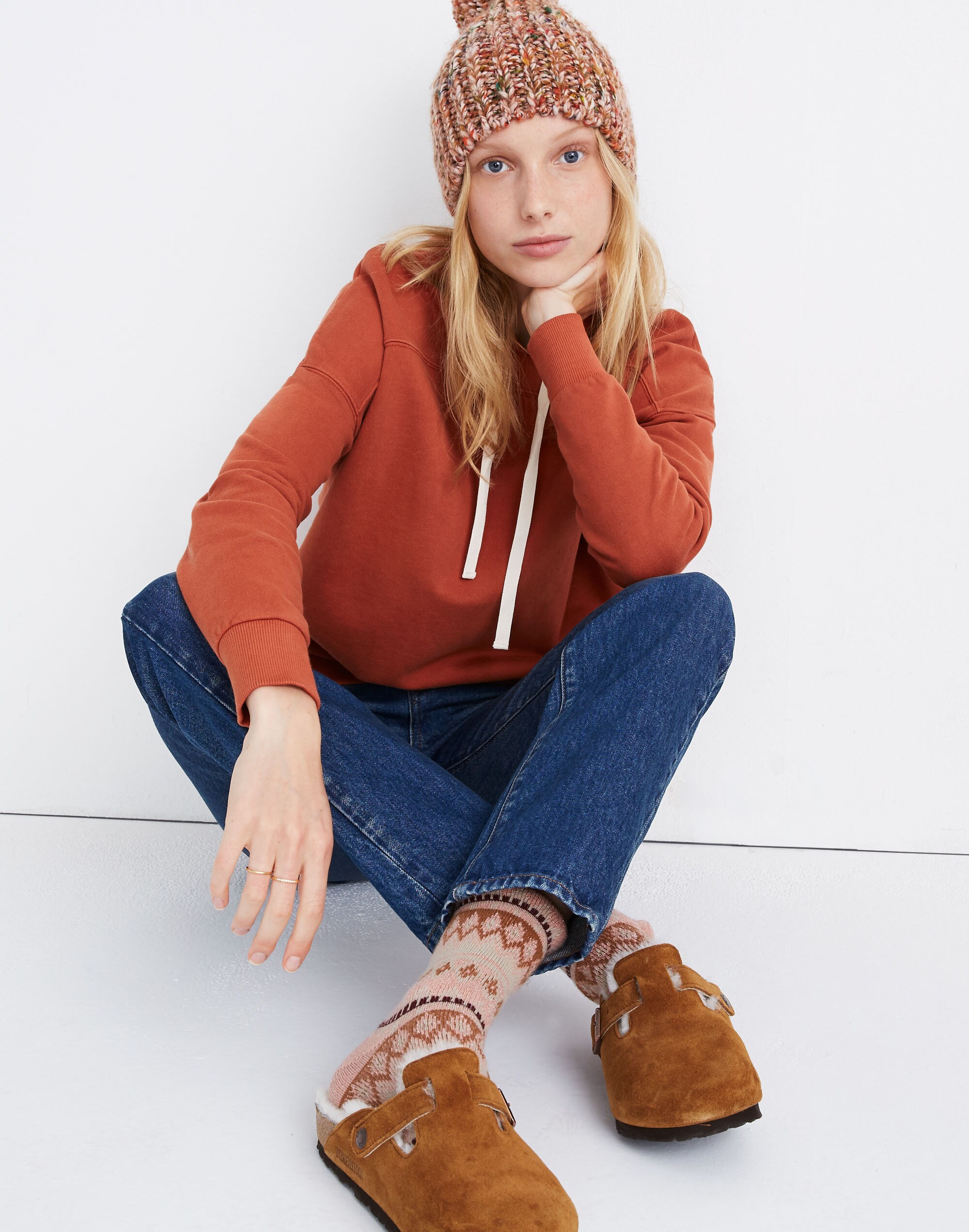 recycled cotton seamed hoodie sweatshirt