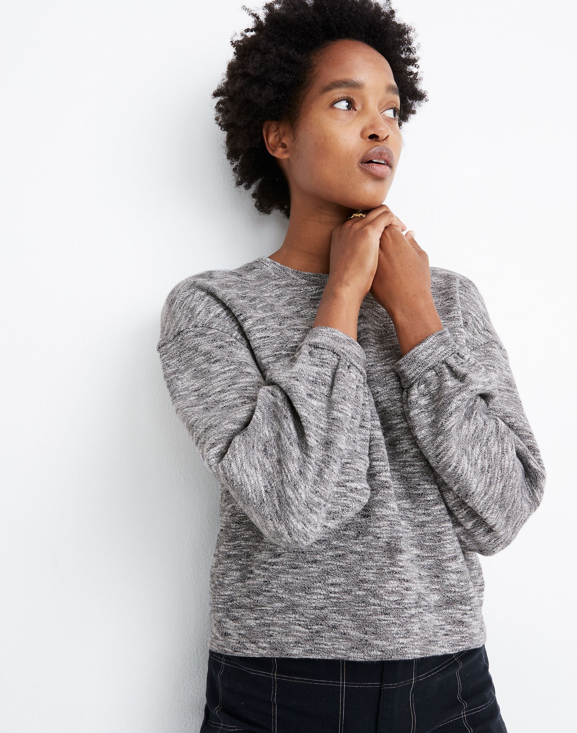 textured crewneck sweatshirt