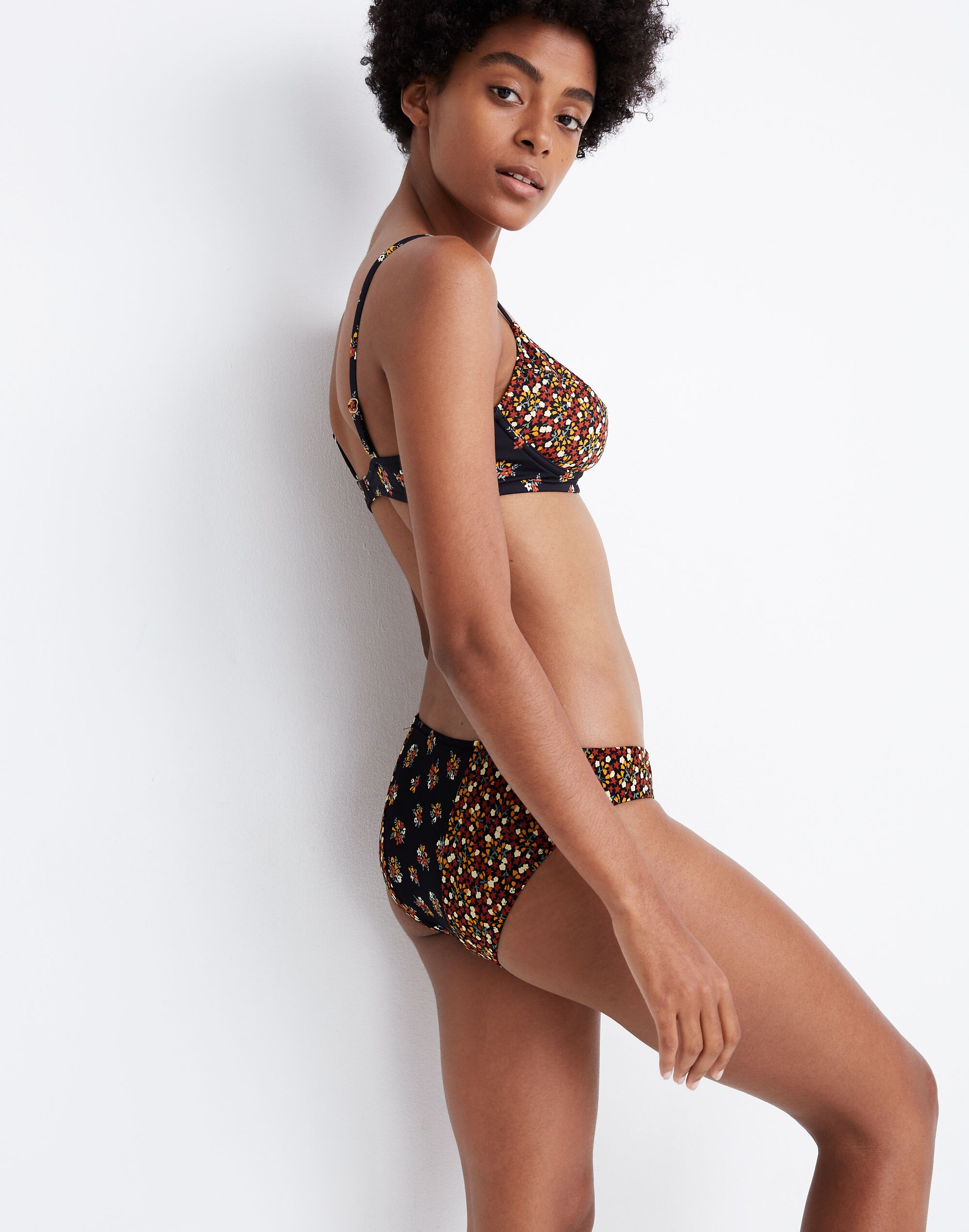 Madewell Second Wave Classic Bikini Bottom in Little Lilies Mix