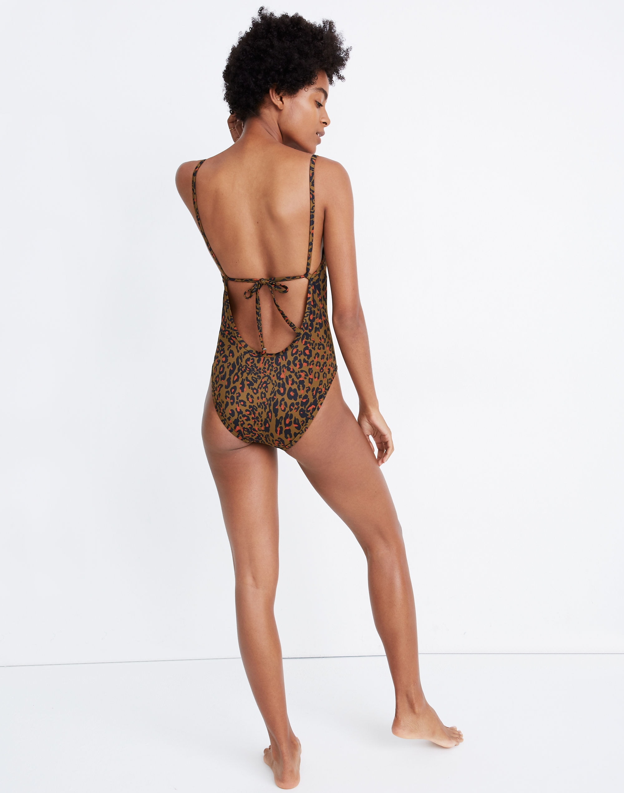 Madewell Second Wave Straight One-Piece Swimsuit in Jungle Cat