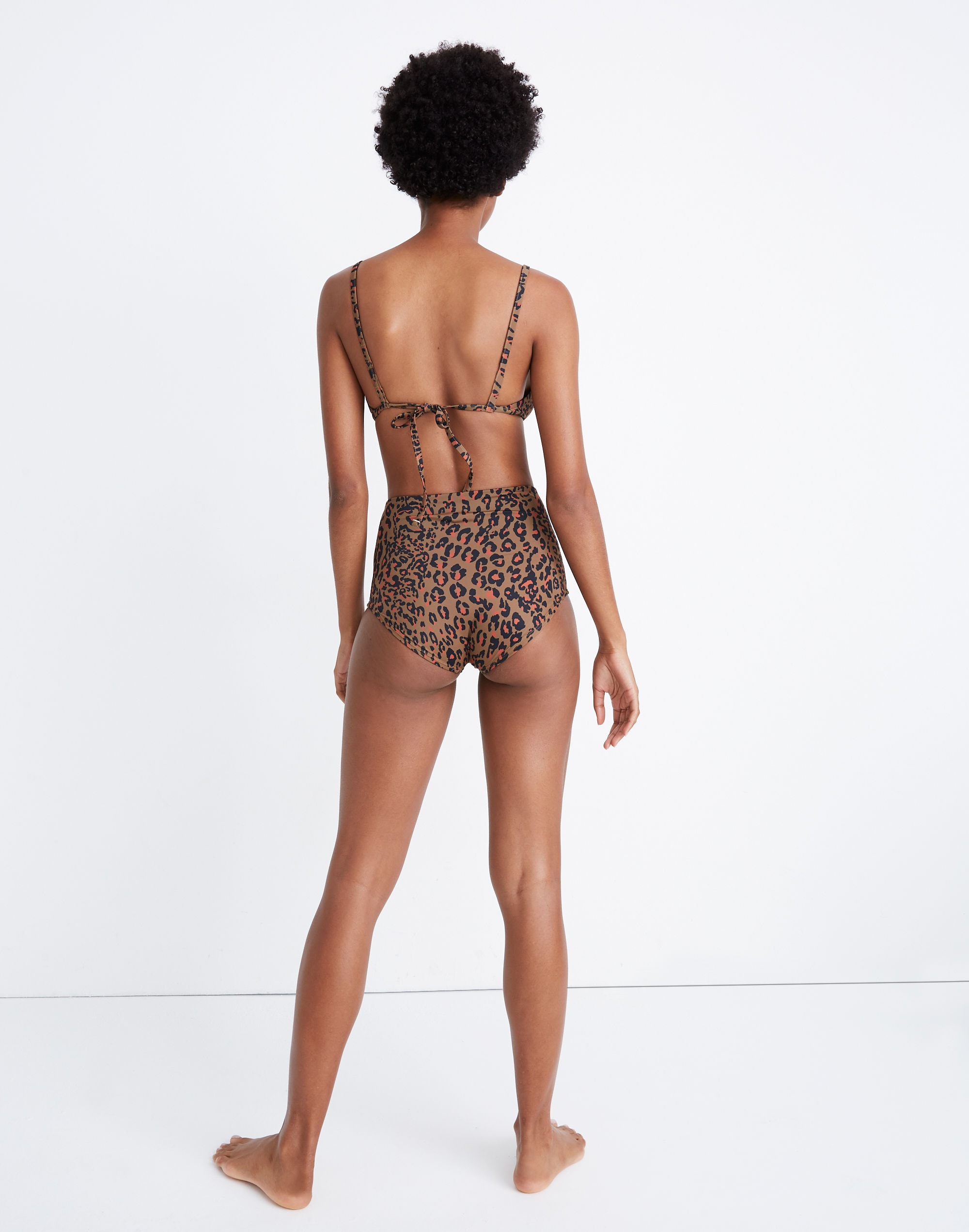 Madewell Second Wave Retro High-Waisted Bikini Bottom in Jungle Cat
