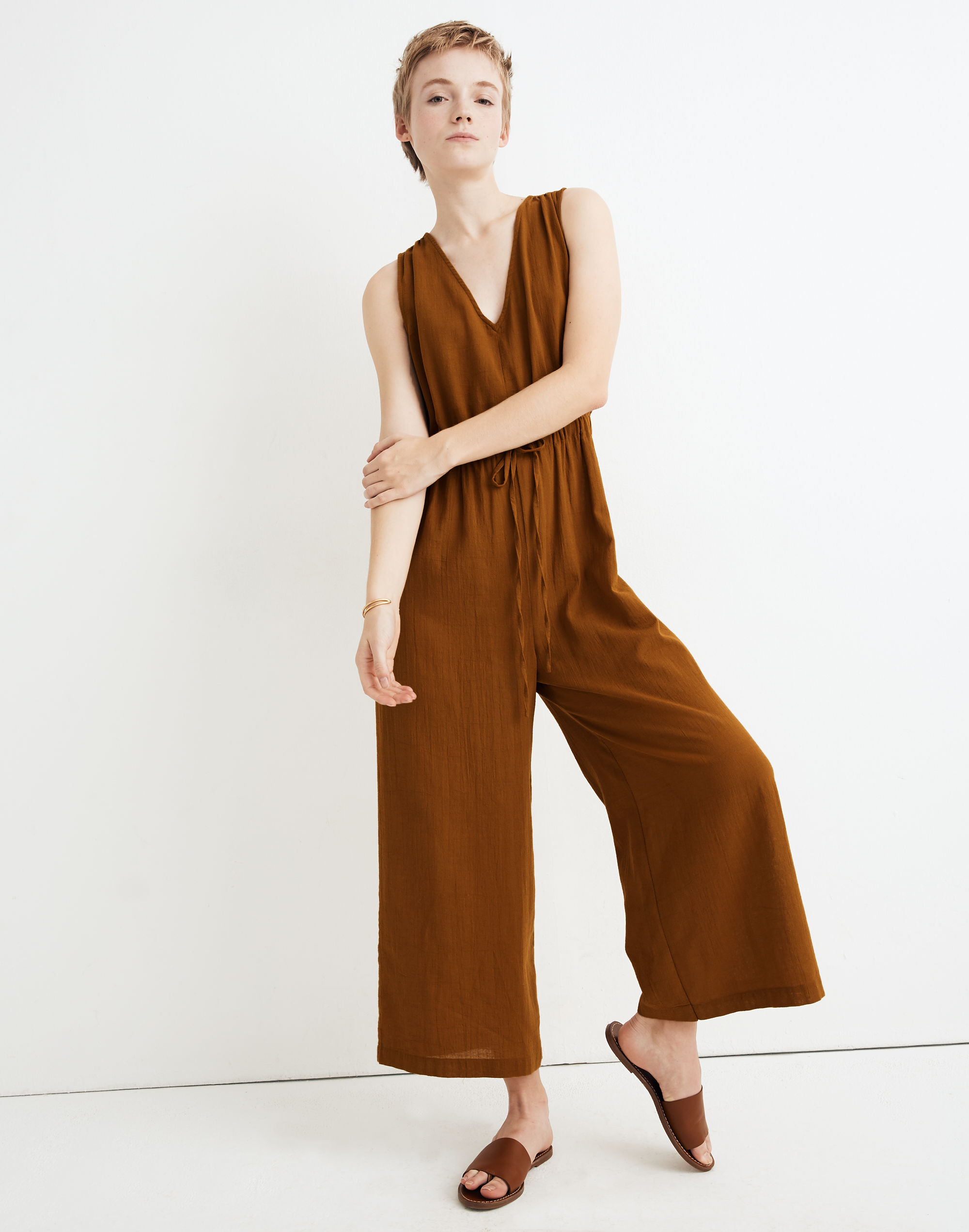 tie-back cover-up jumpsuit