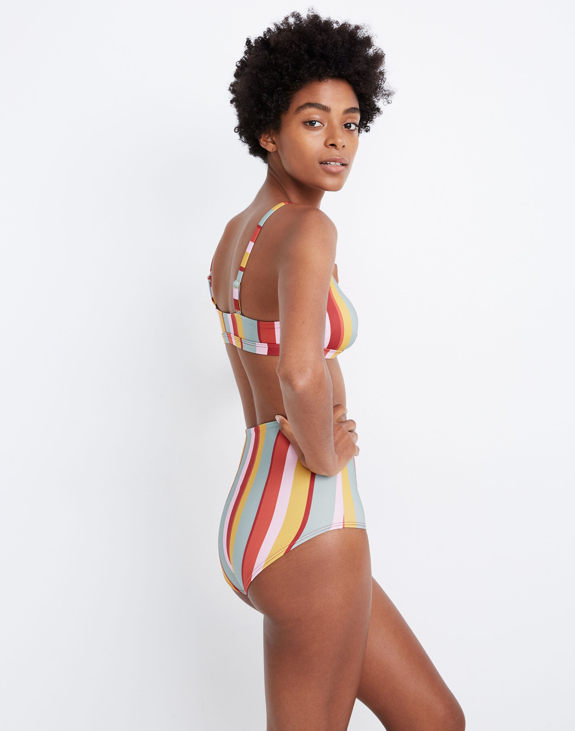 Madewell Second Wave Sport Bikini Top in Rainbow Stripe