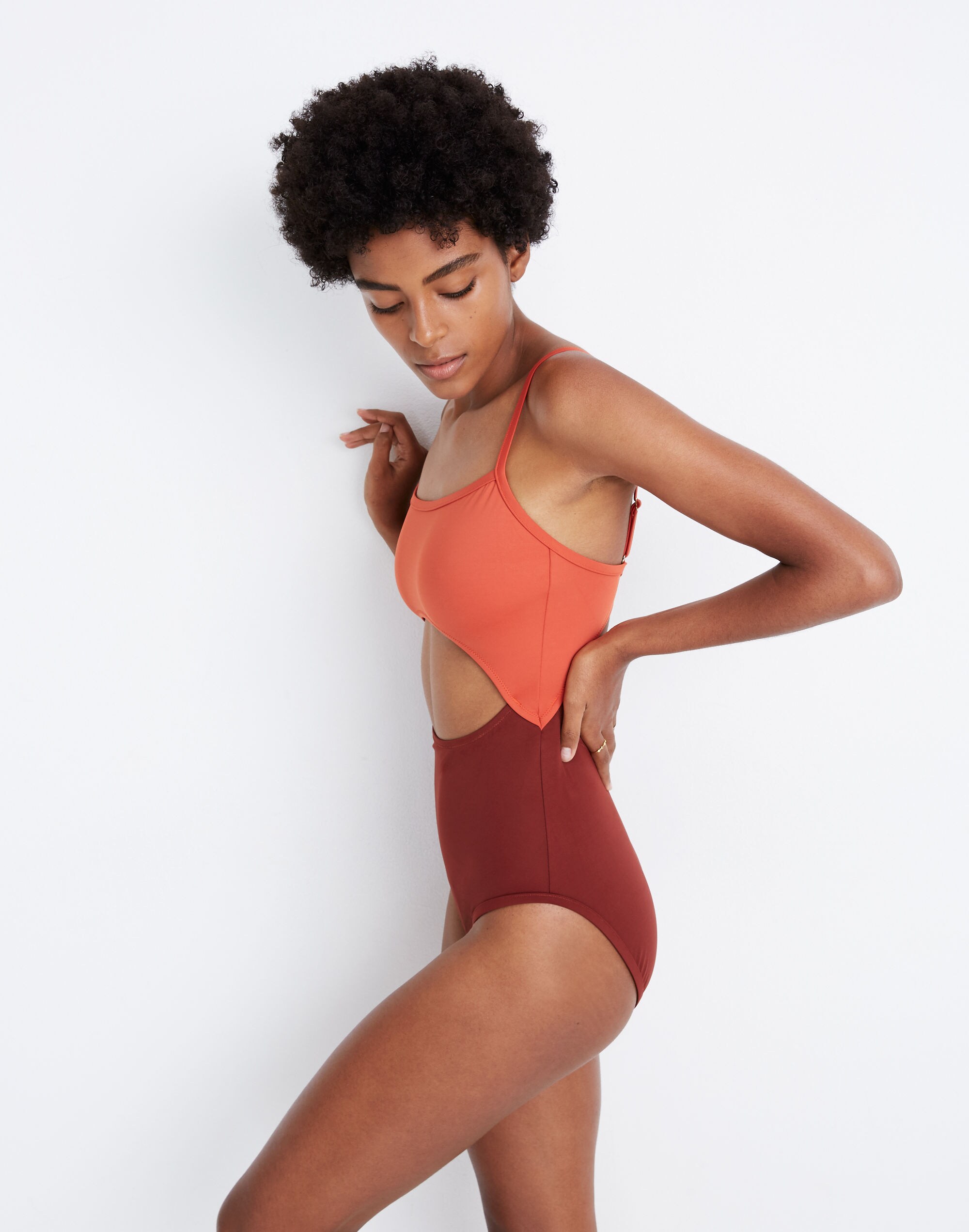 Madewell Second Wave Cutout One-Piece Swimsuit in Colorblock