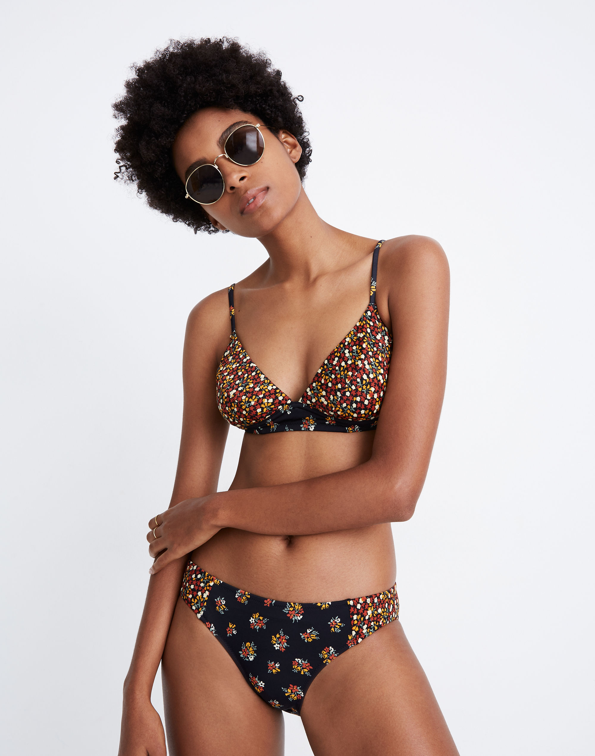 Madewell Second Wave Structured Bralette Bikini Top in Little Lilies Mix