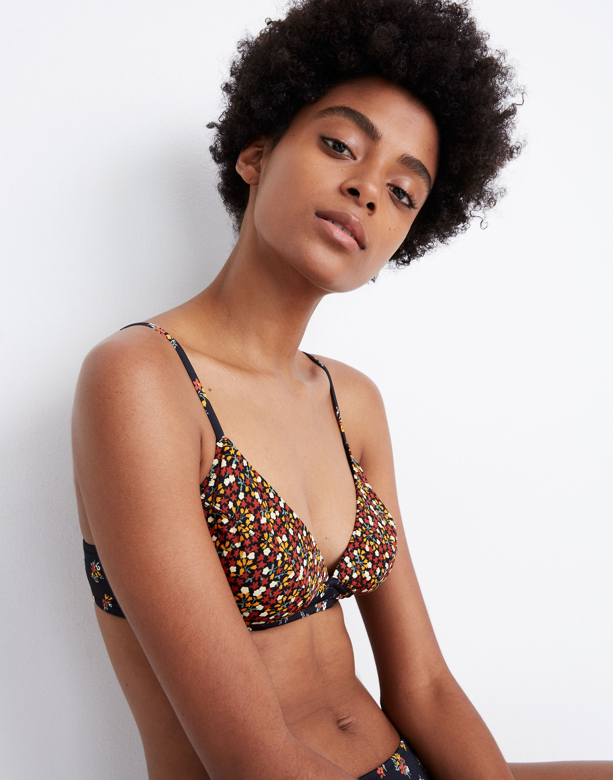 Madewell Second Wave Structured Bralette Bikini Top in Little Lilies Mix