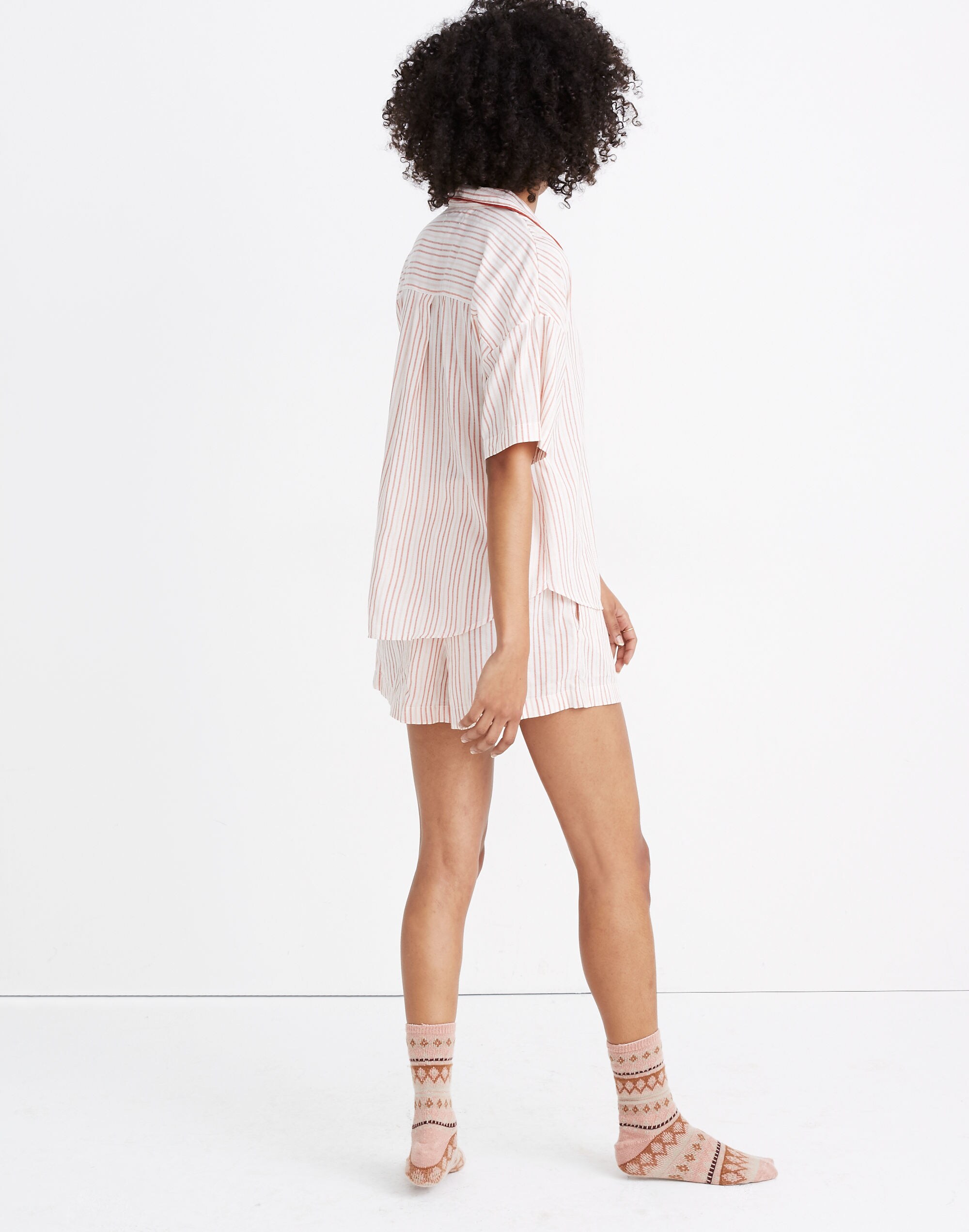 Oversized Pajama Shirt in Shimmer Stripe