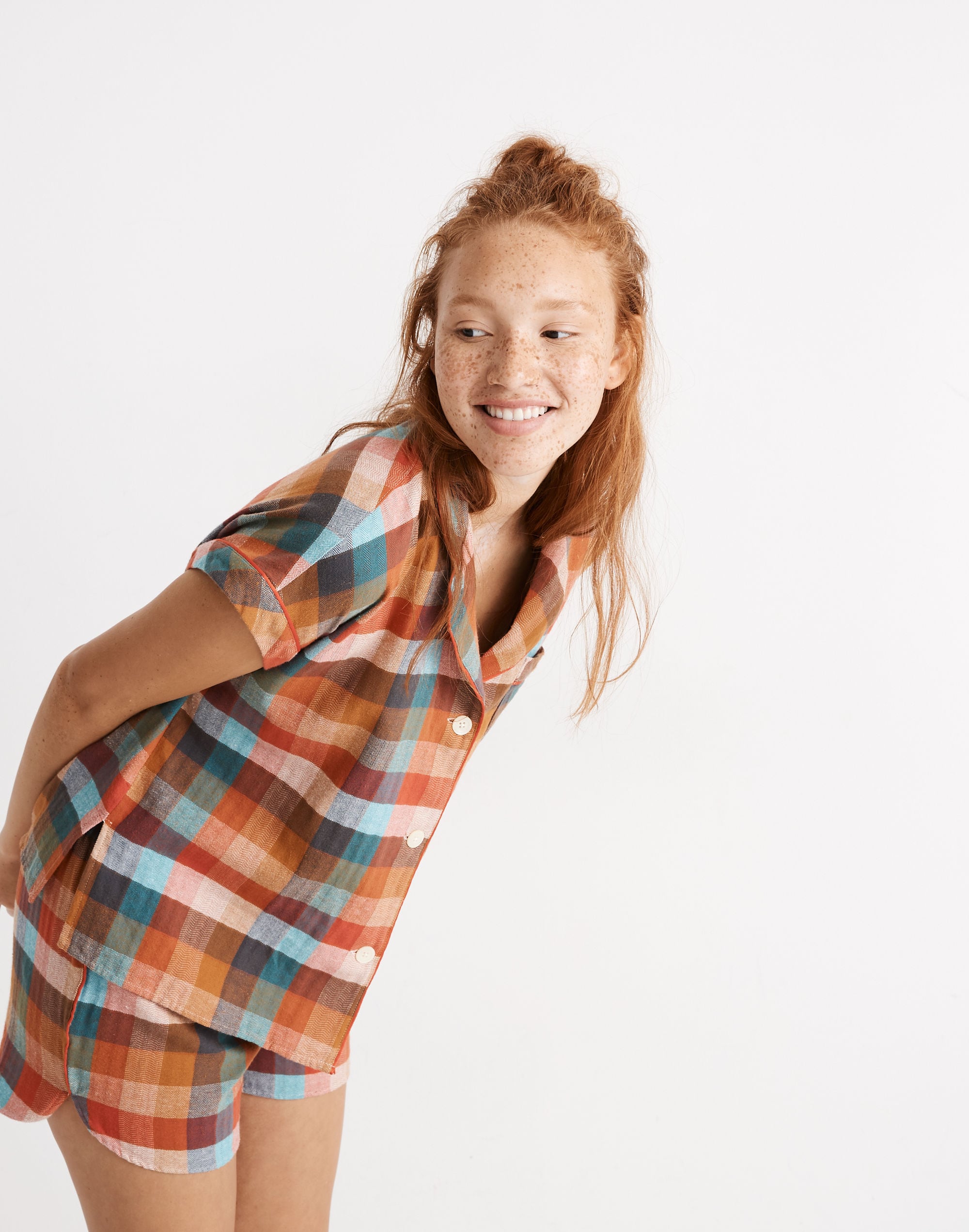 Bedtime Pajama Set in Rainbow Check