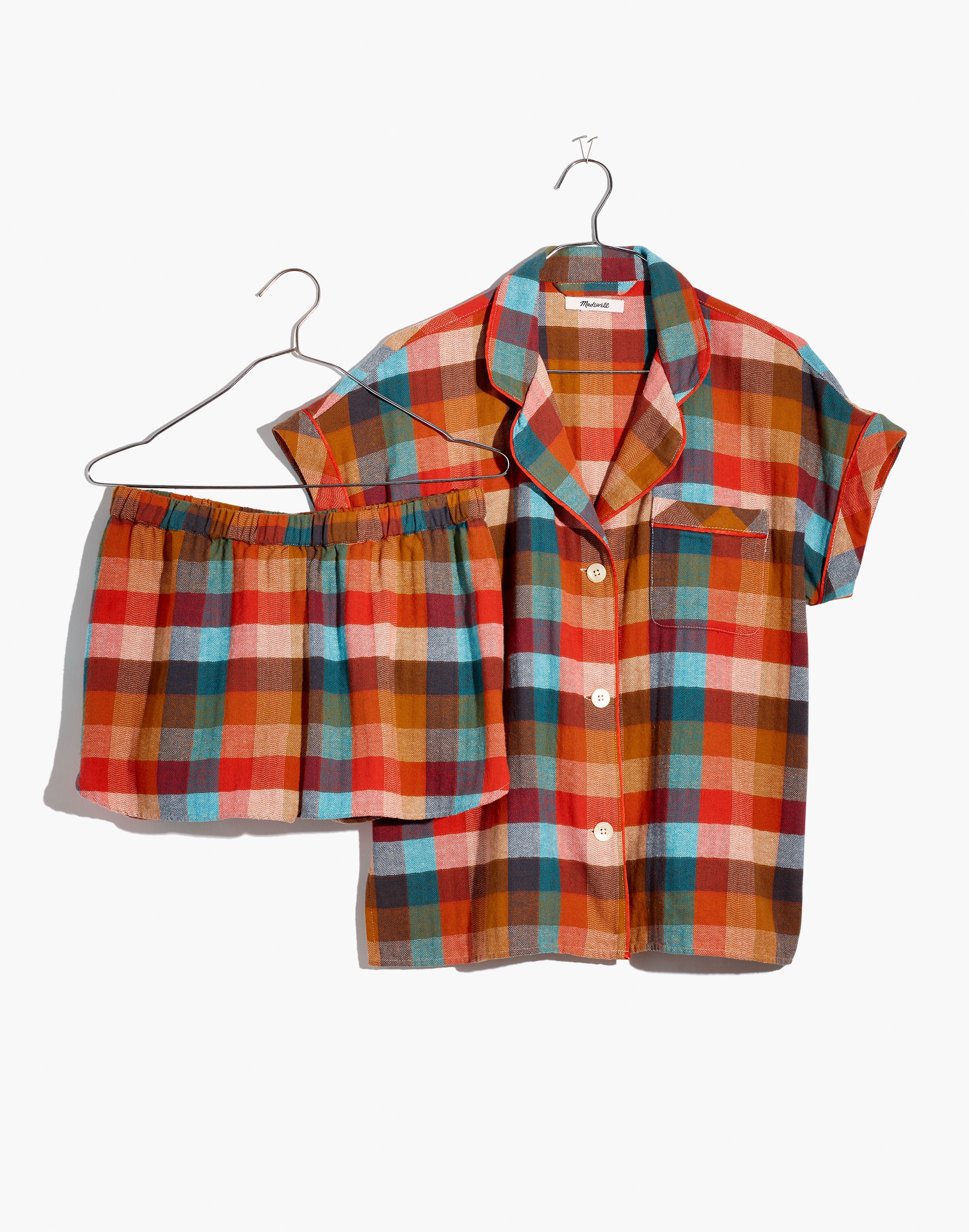 Bedtime Pajama Set in Rainbow Check