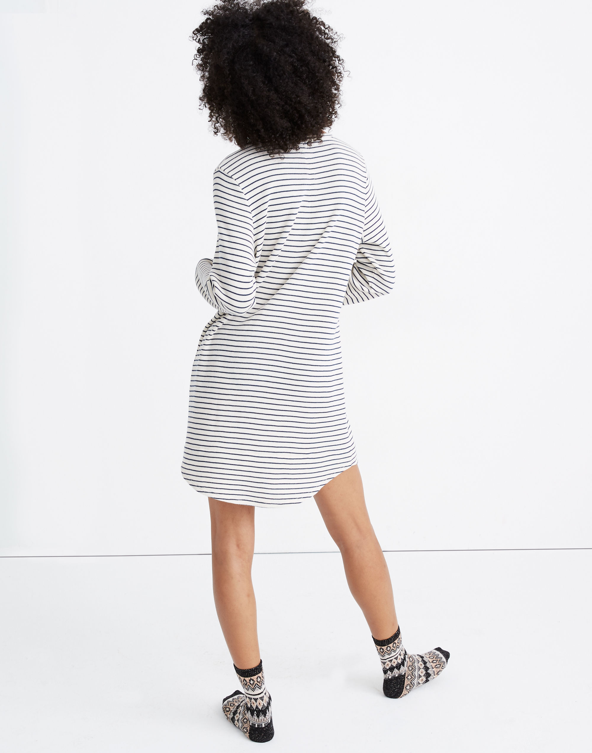 Waffle Knit Sleep Dress in Stripe