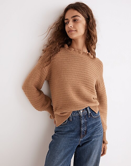 Women's Ruffle-Neck Pullover Sweater