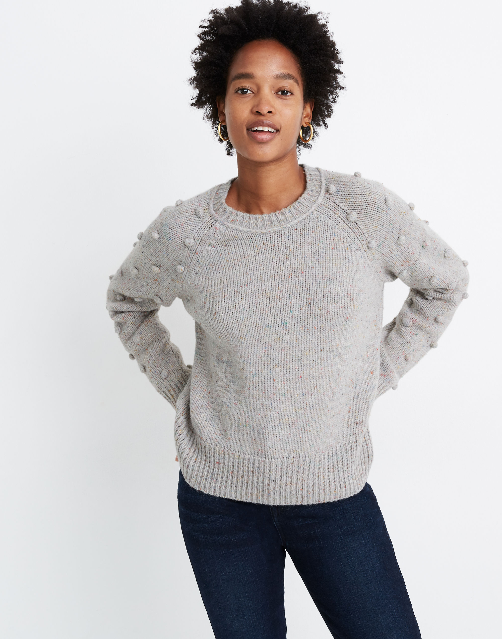 Palmroy Bobble-Sleeve Pullover Sweater