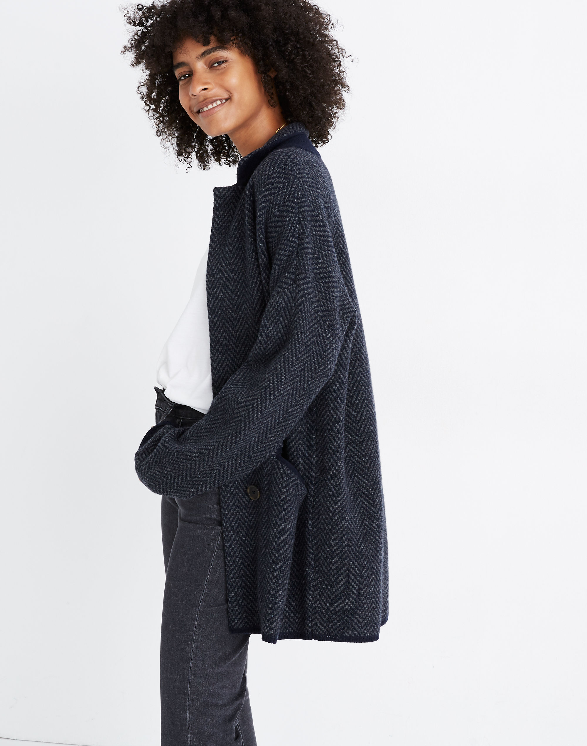 Herringbone Blazer Sweater Jacket