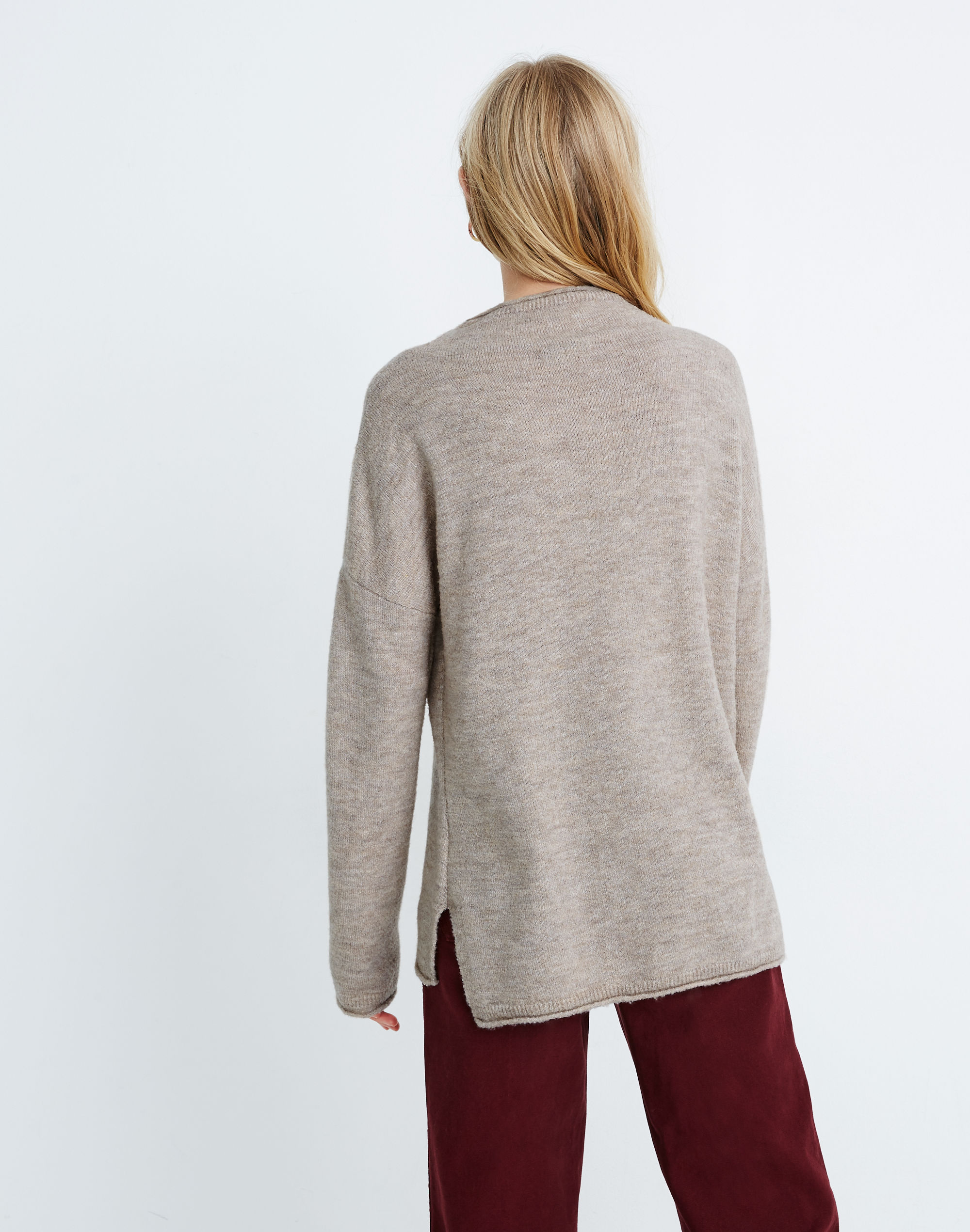 Boucl&eacute; Mockneck Tunic Sweater