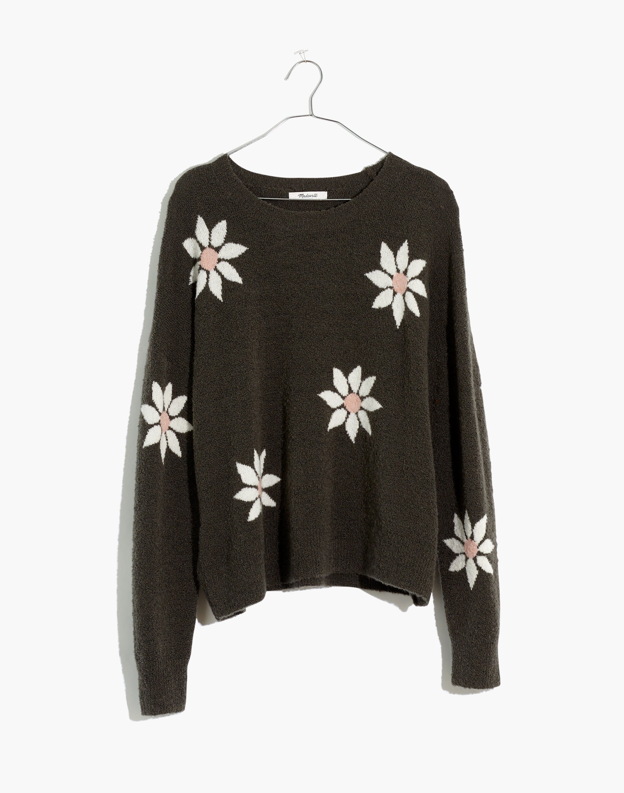 Floral Intarsia Pullover Sweater