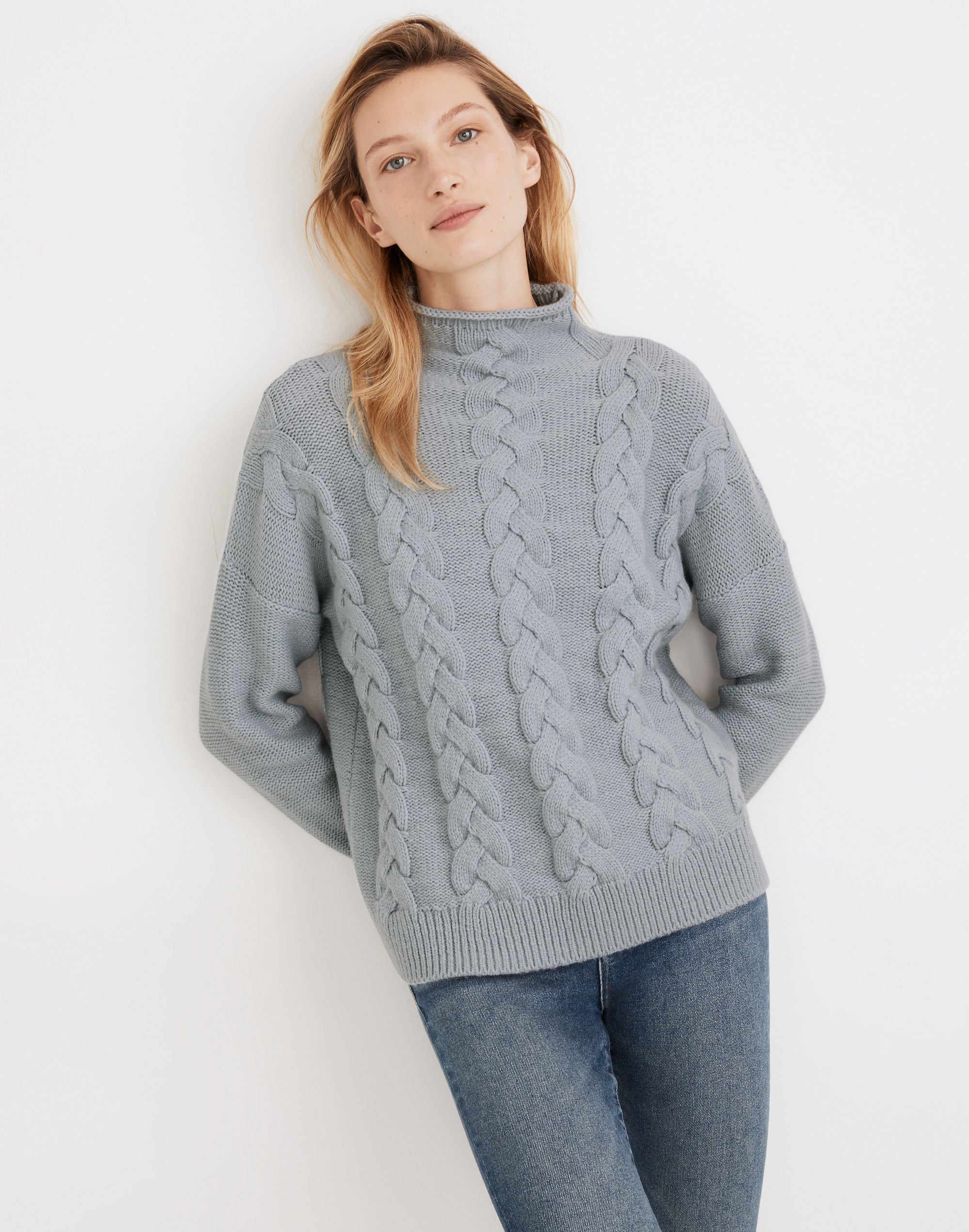 Grenville Cableknit Mockneck Sweater