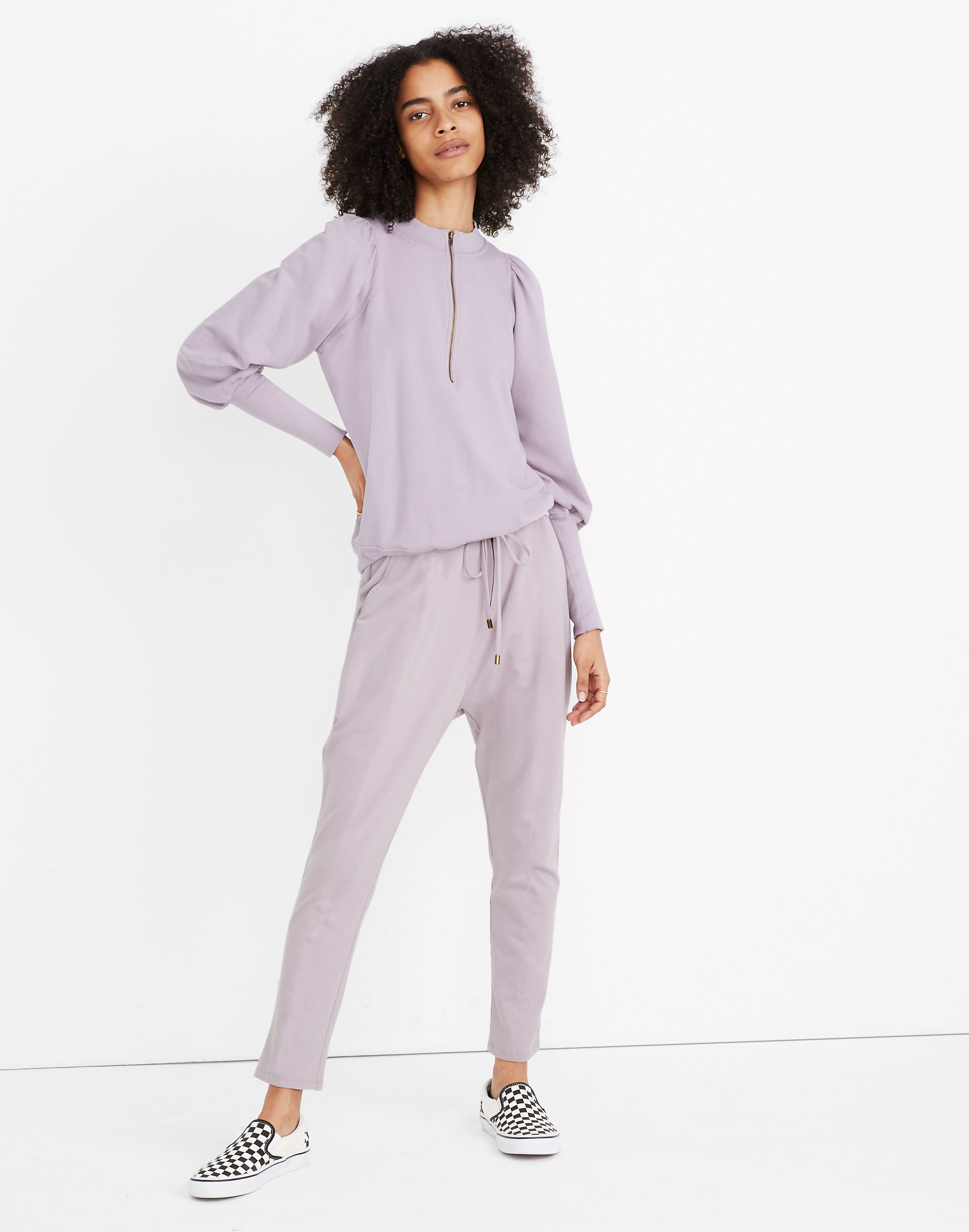 apiece apart&trade; dewi puff-sleeve zip sweatshirt