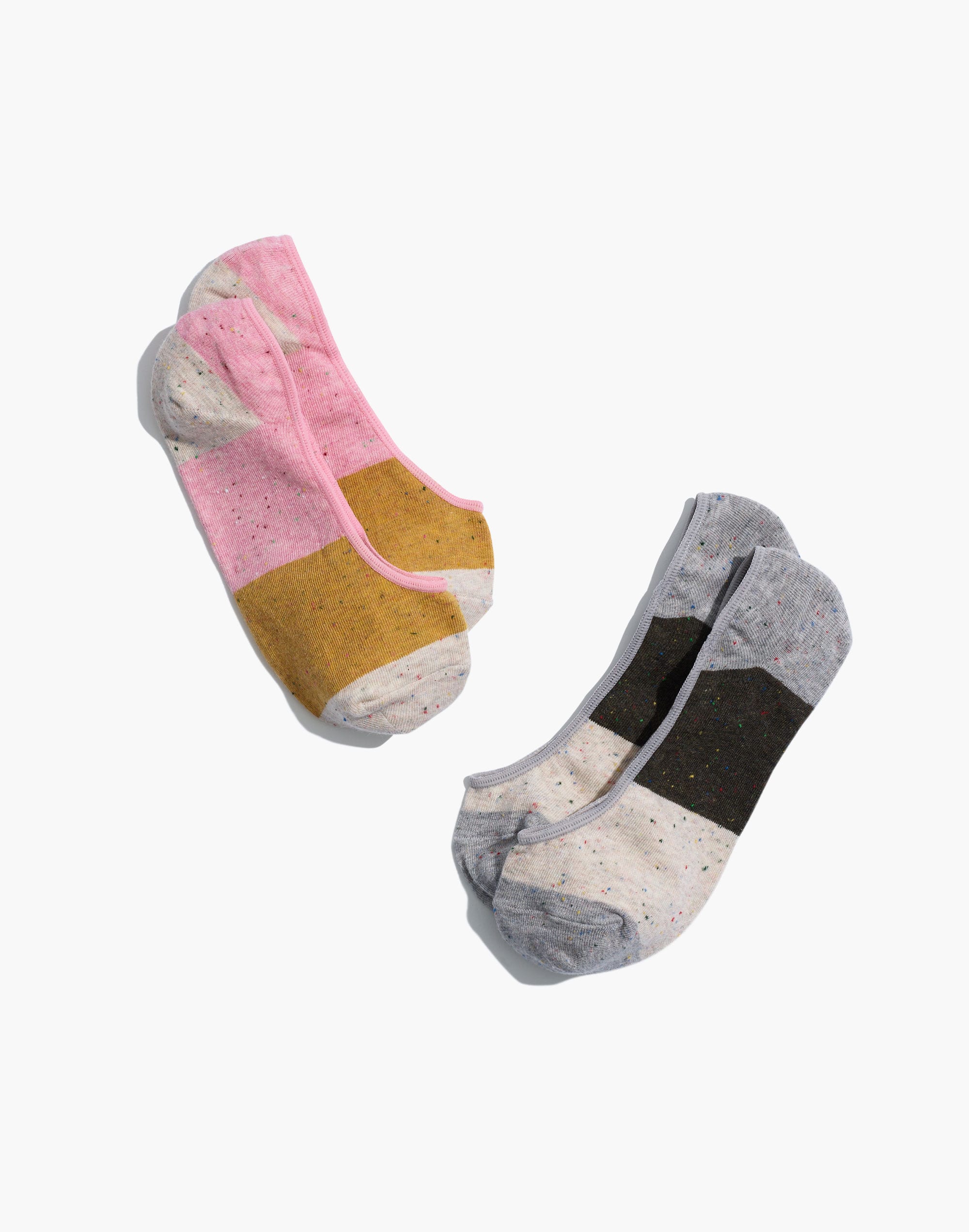 Two-Pack Rainbow Flecked Colorblock Low-Profile Socks
