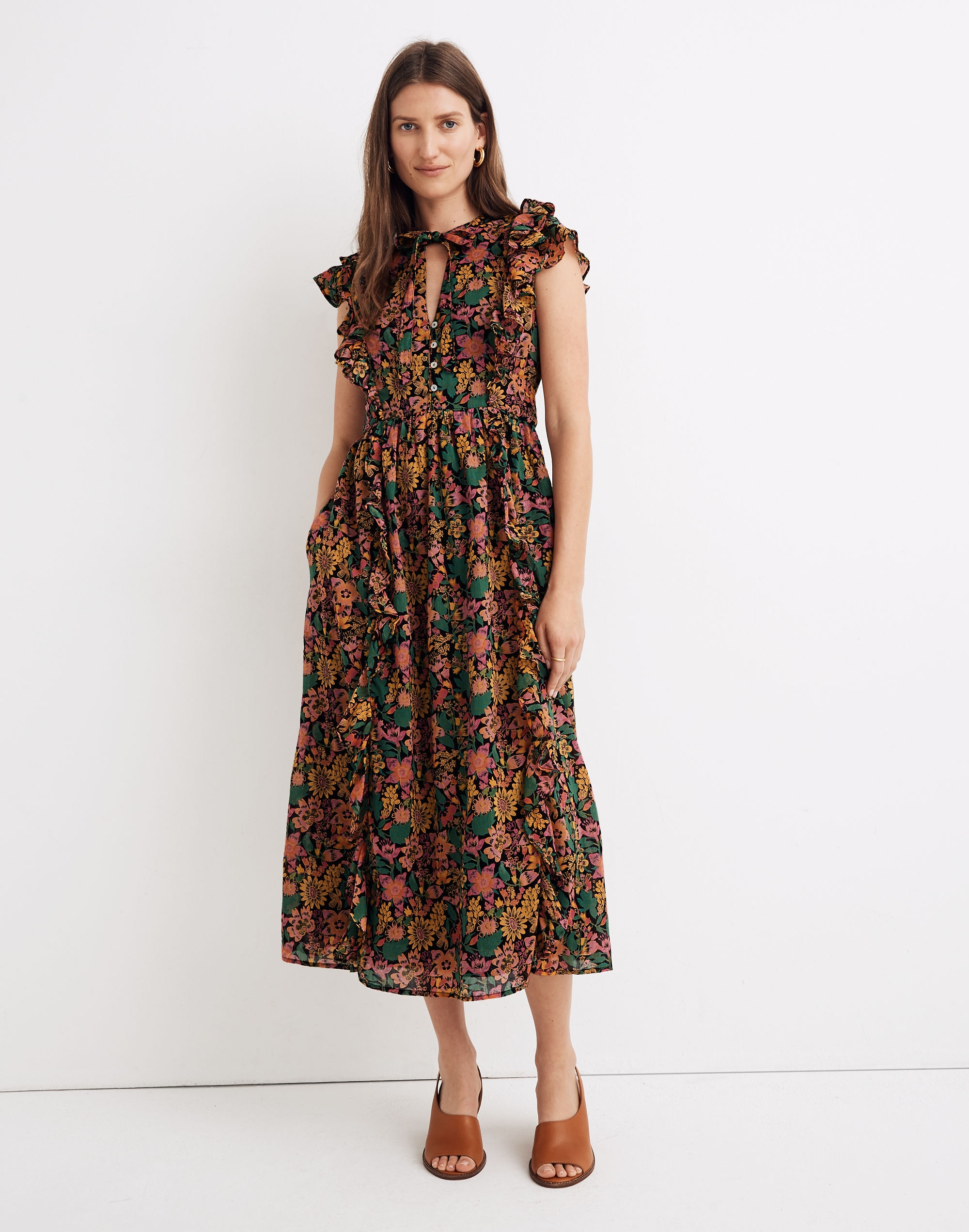 Madewell x Banjanan Flora Ruffled Midi Dress