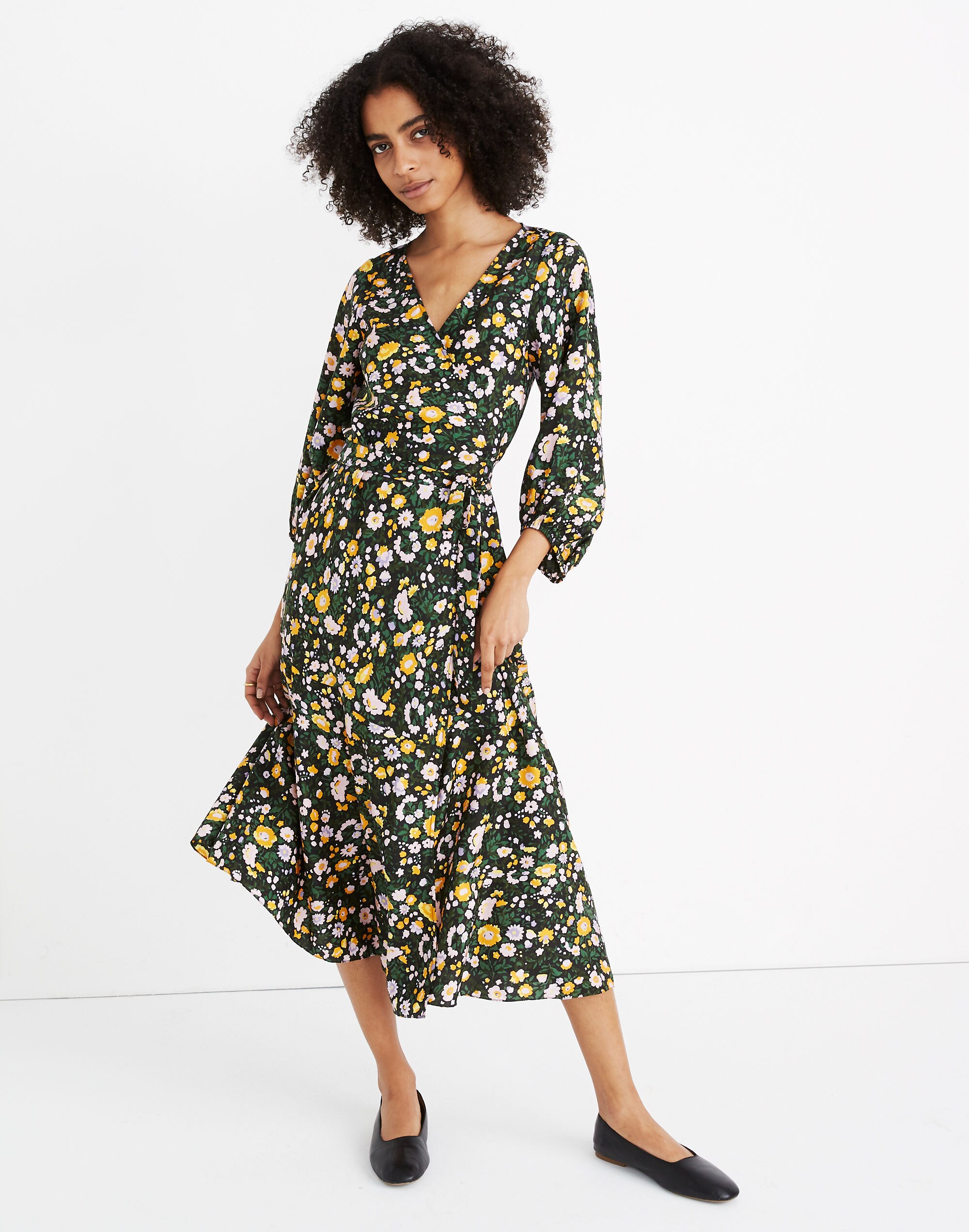 Apiece Apart&trade; Silk Floral Sierra Wrap Dress