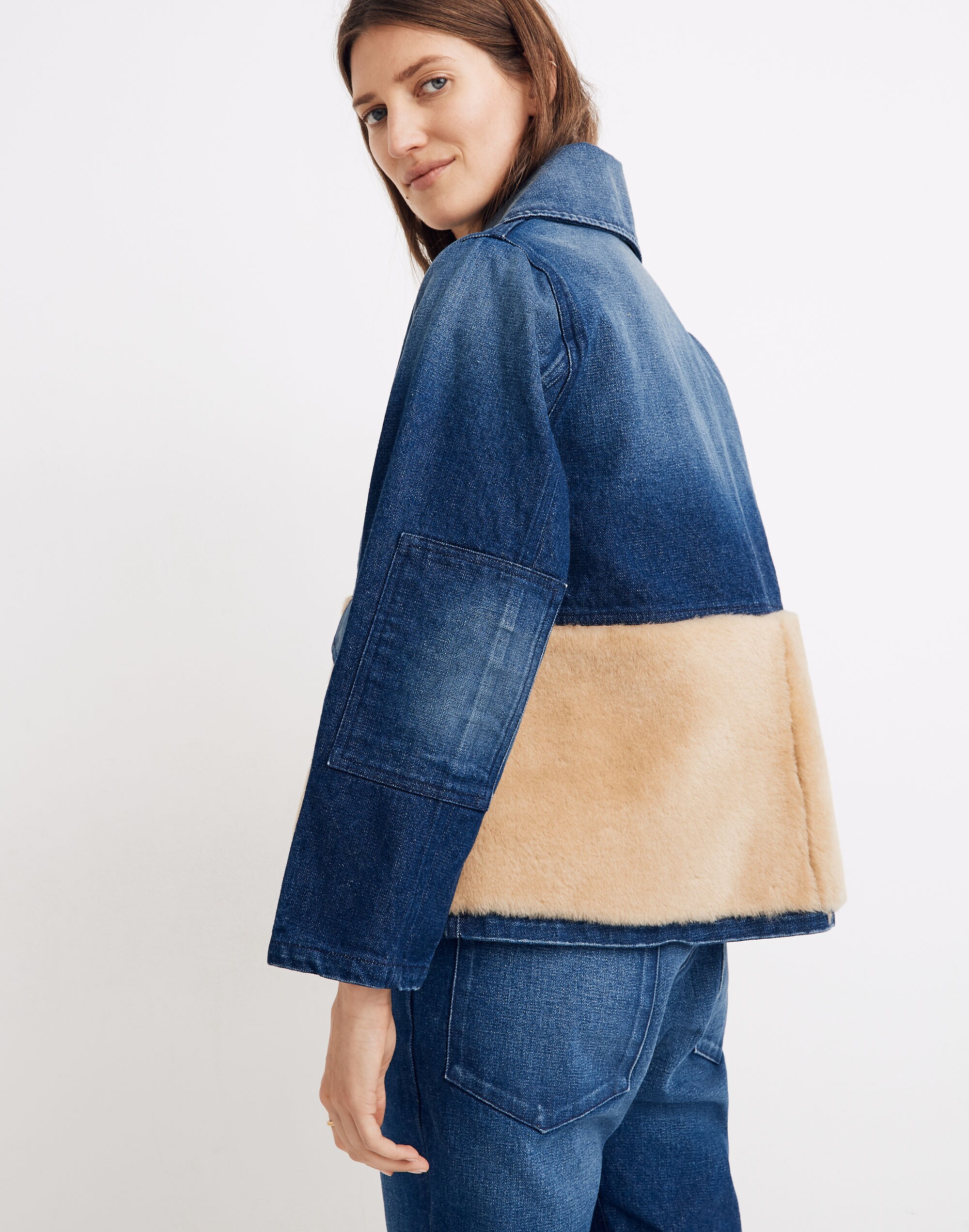 Caron Callahan&trade; Shearling-Trimmed Denim Clyfford Jacket