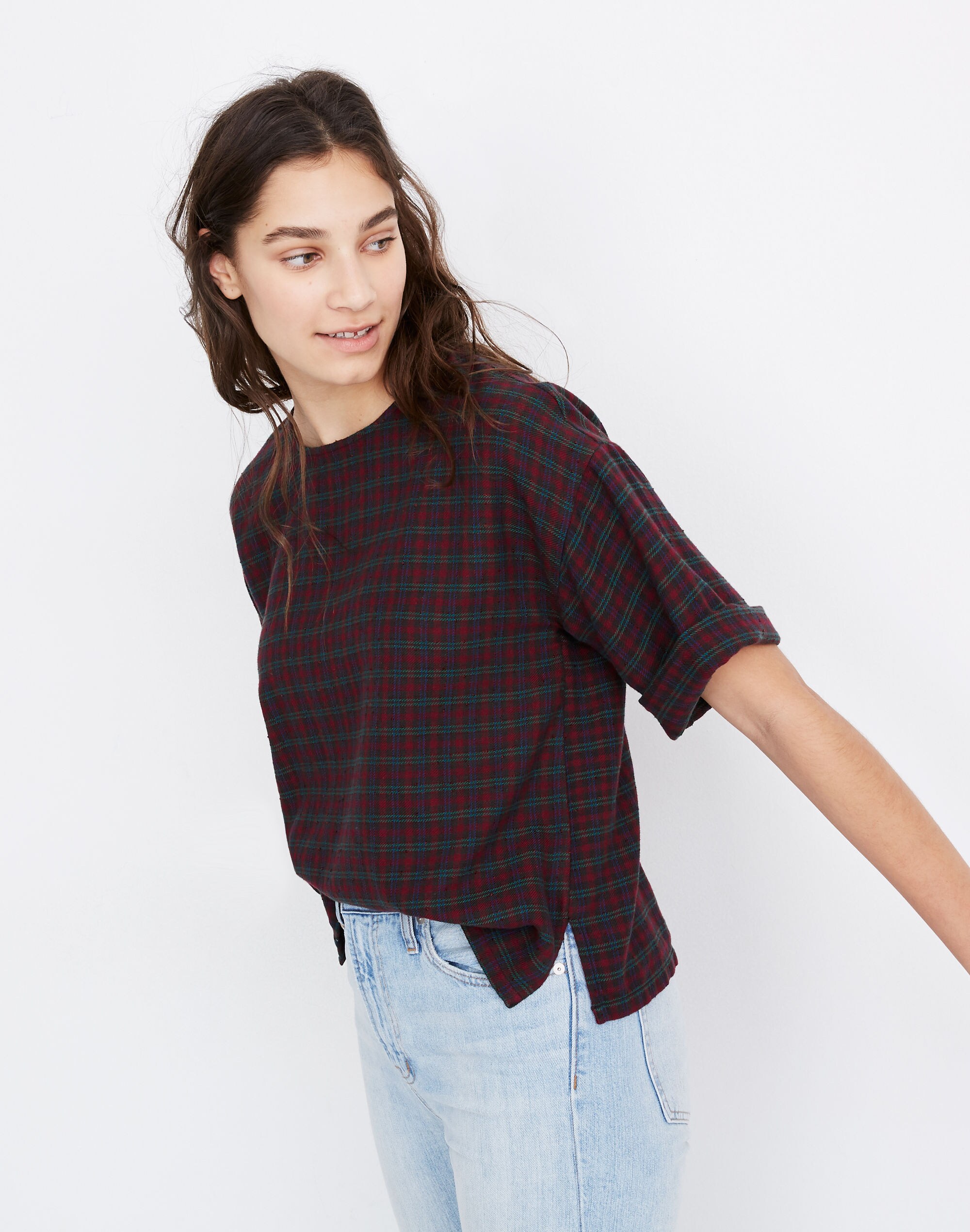 Boxy Tee Top in Plaid