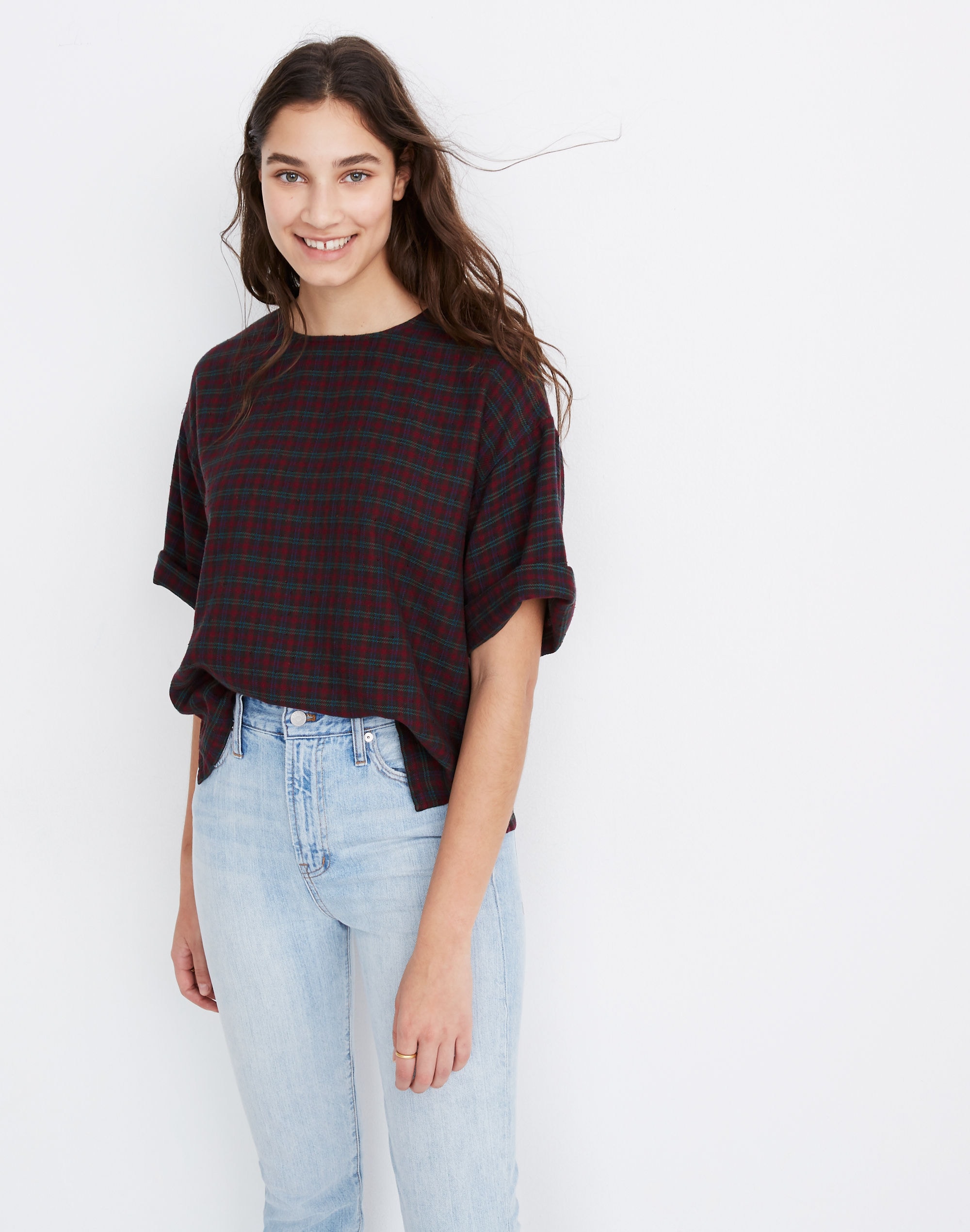 Boxy Tee Top in Plaid