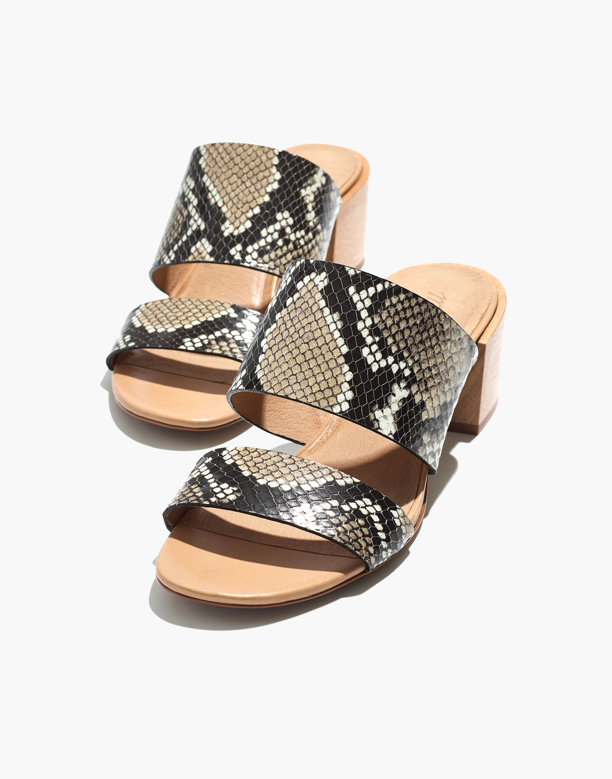 The Kiera Mule Sandal in Snake Embossed Leather