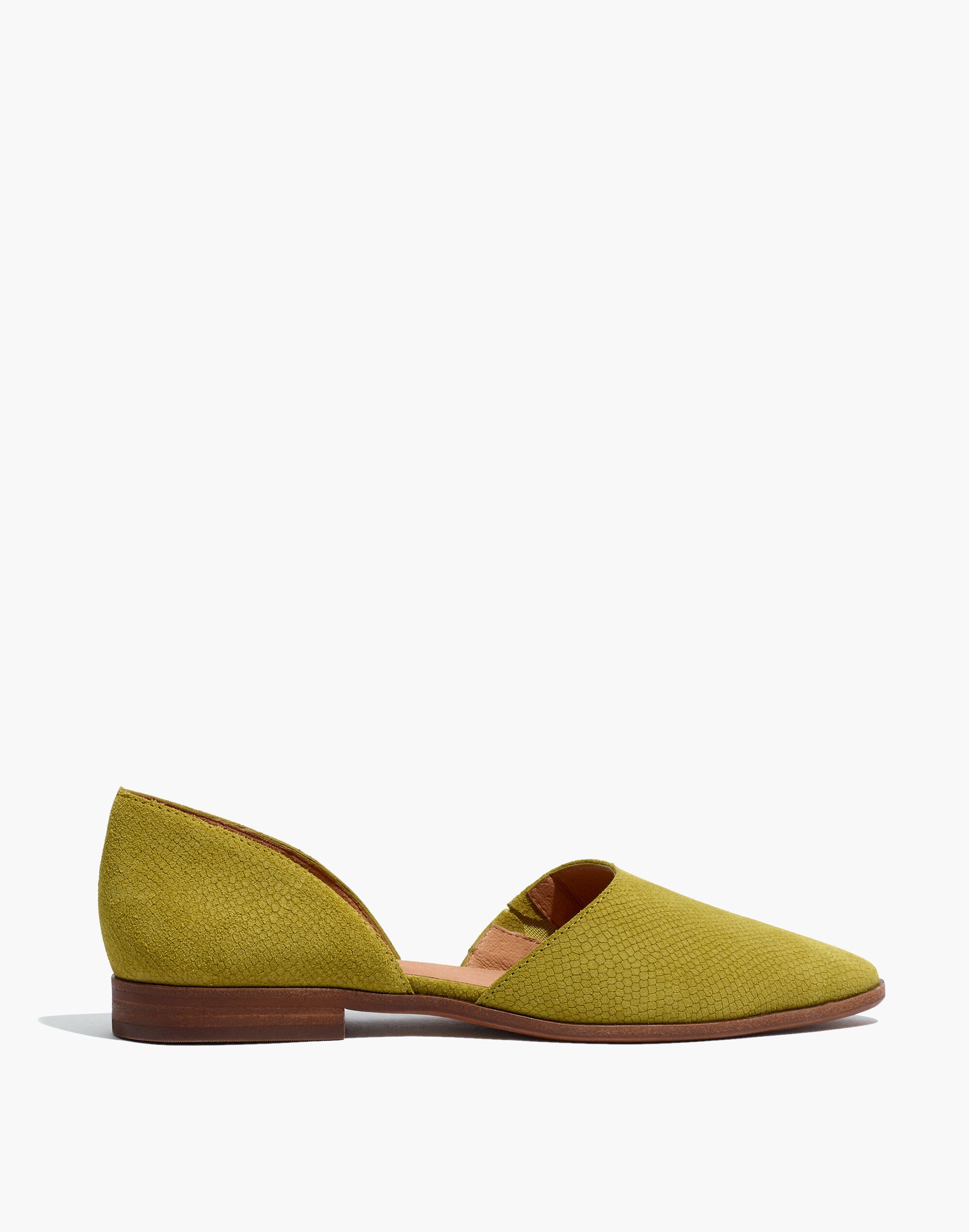 The Marisa d'Orsay Flat in Lizard Embossed Suede