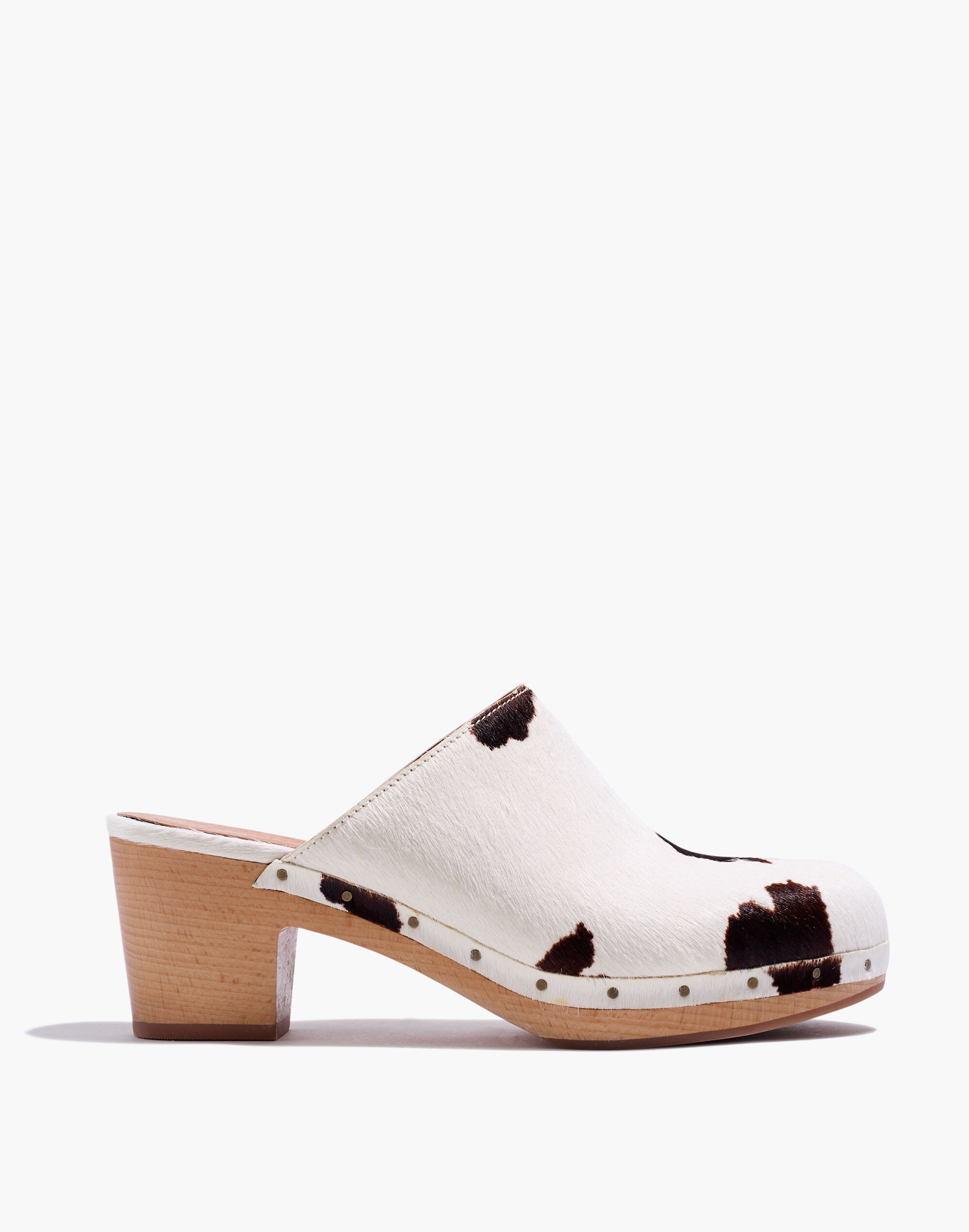 The Ayanna Clog in Cow Print Calf Hair