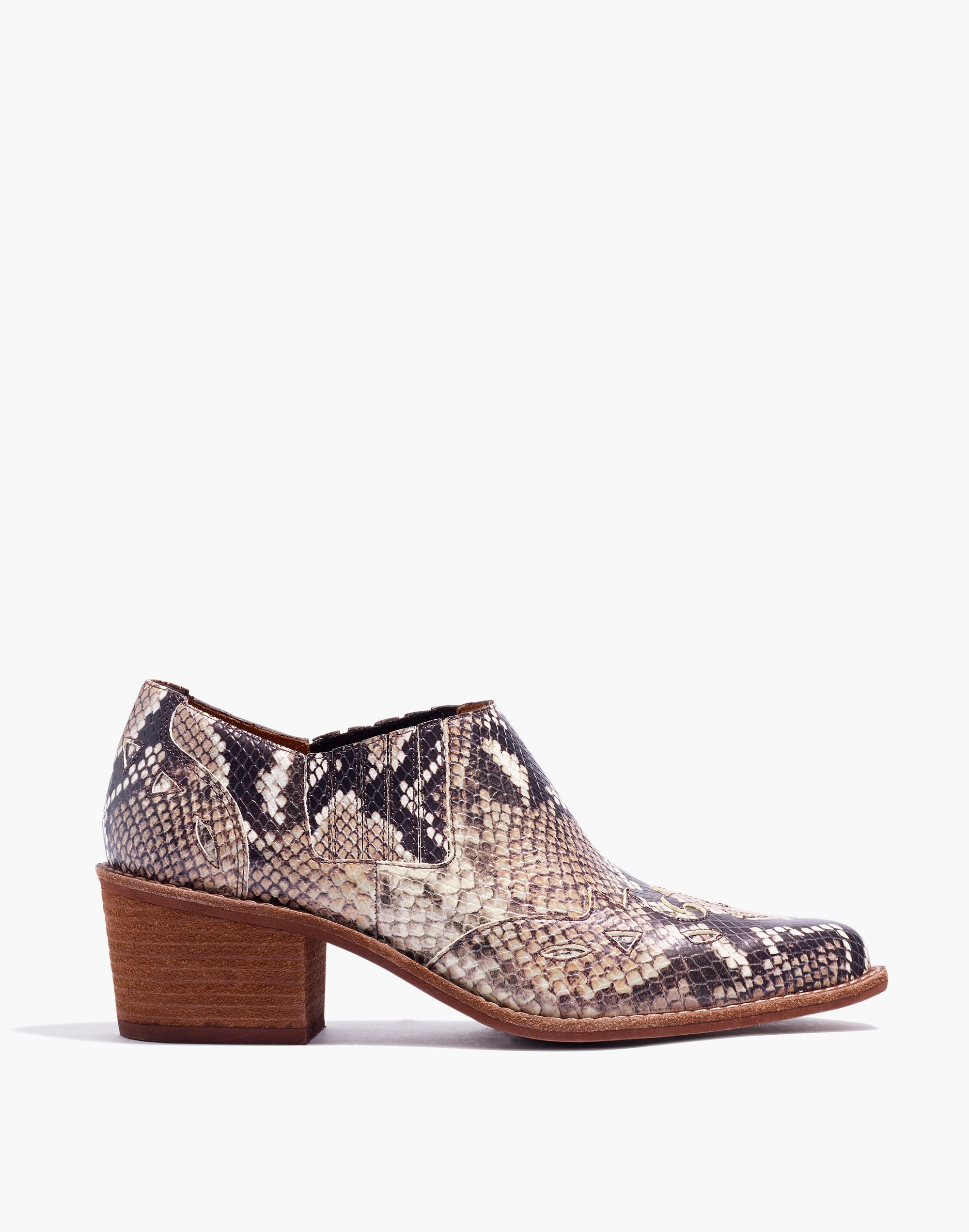 The Cline Western Bootie in Snake Embossed Leather