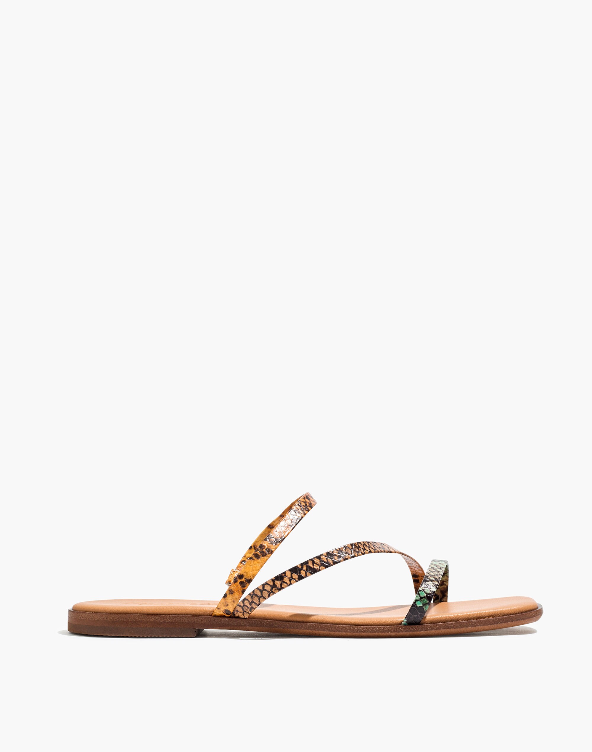 The Lyra Slide Sandal in Snake Embossed Leather