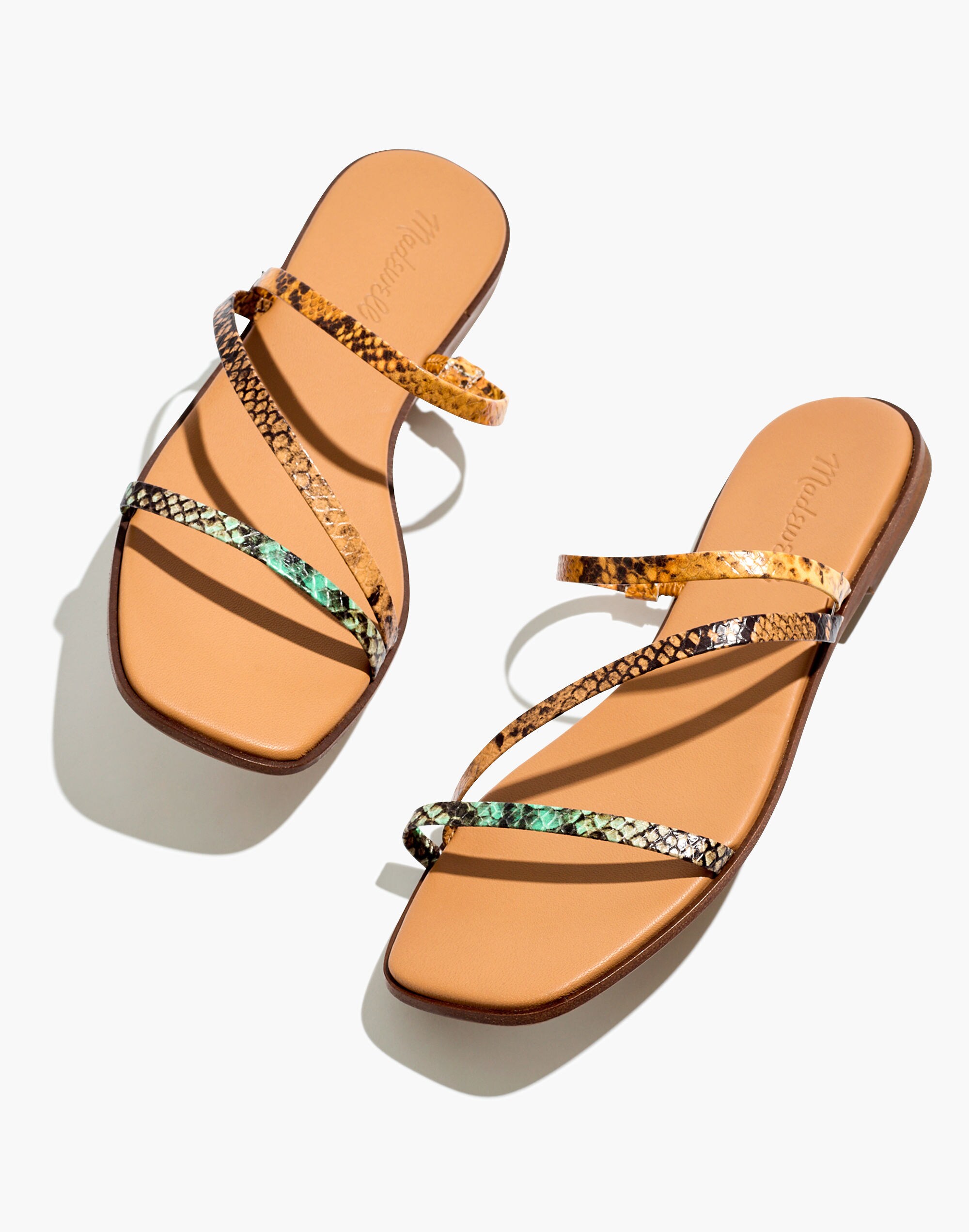 The Lyra Slide Sandal in Snake Embossed Leather