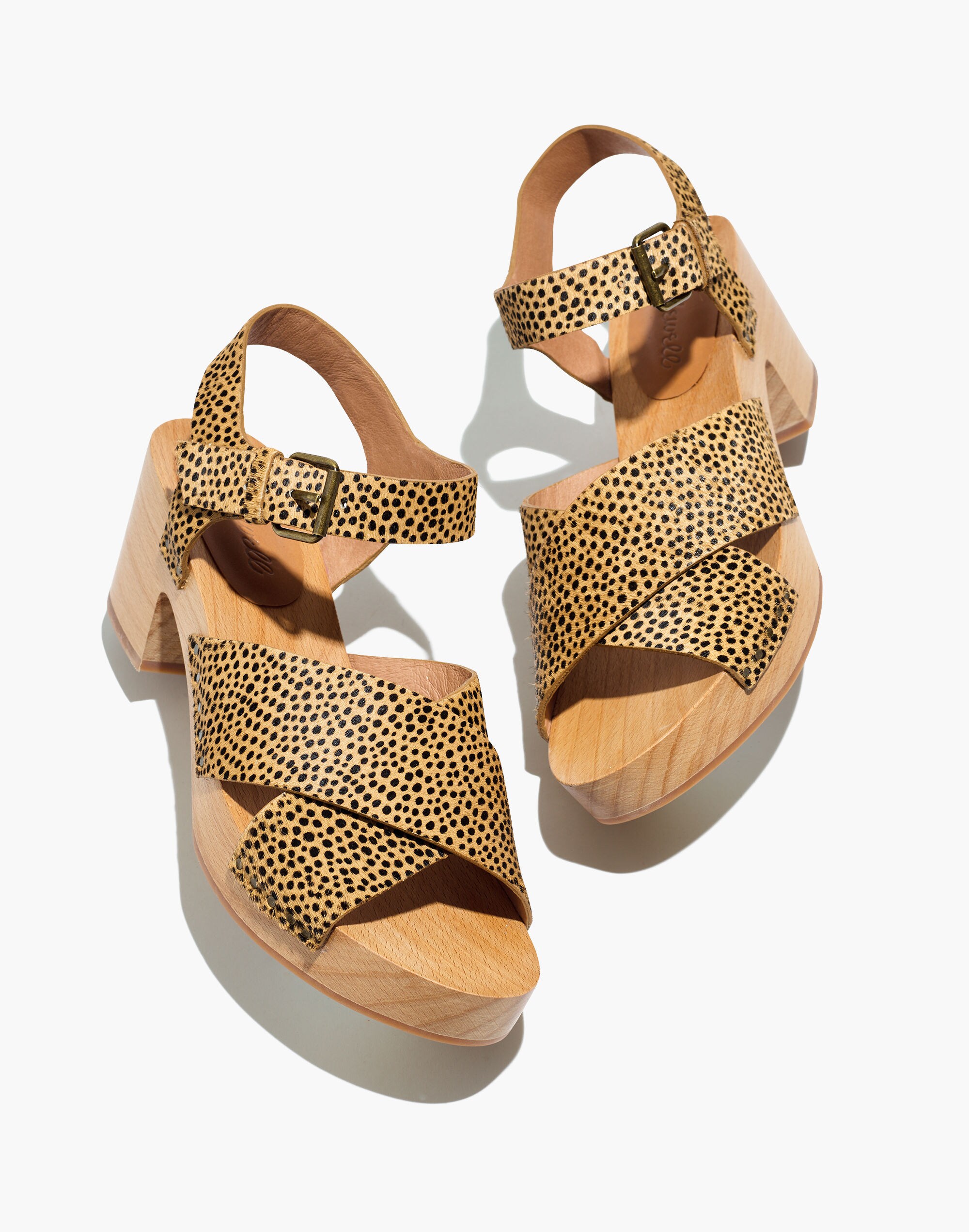 The Johanna Crisscross Clog Sandal in Spotted Calf Hair