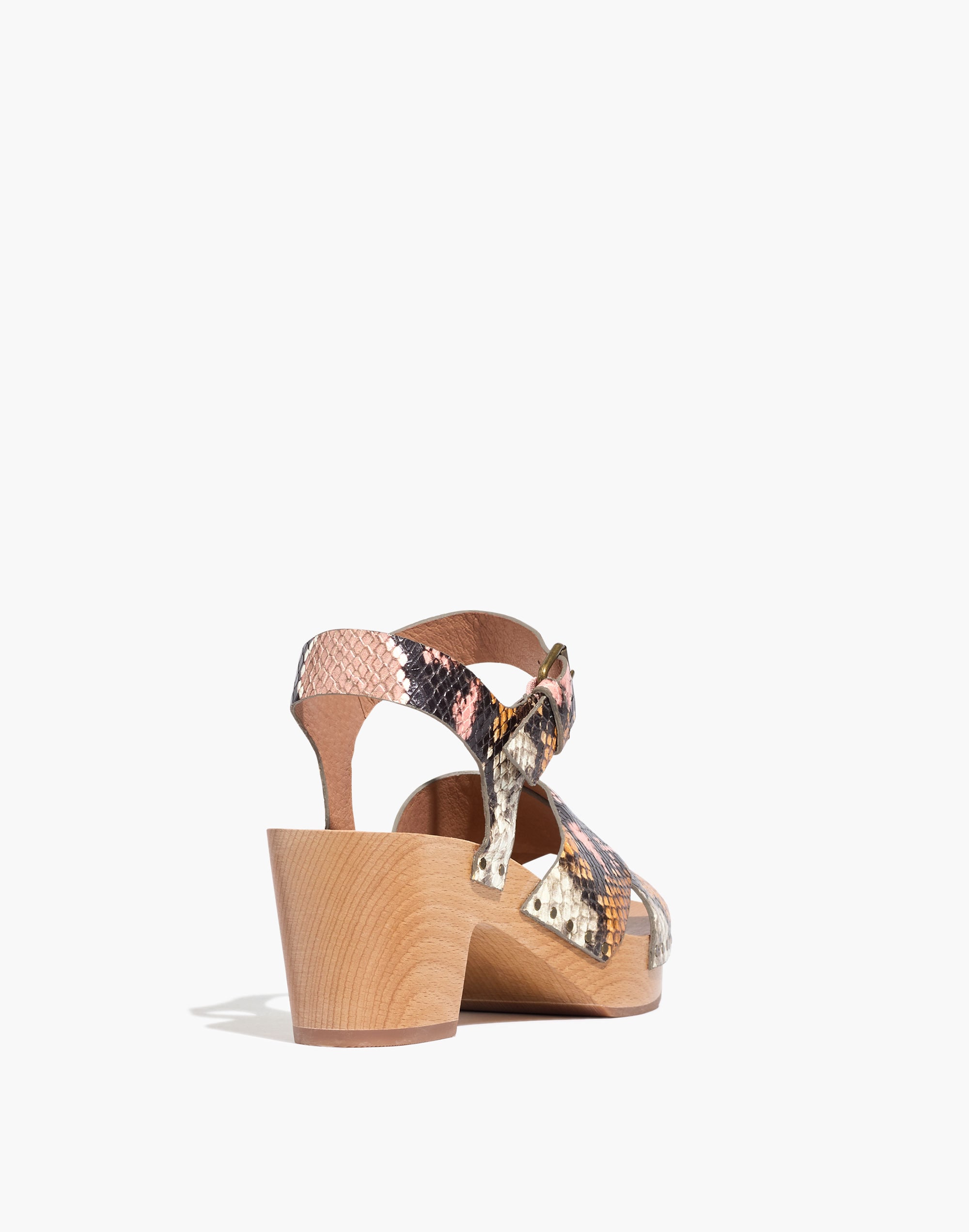 The Johanna Crisscross Clog Sandal in Snake Embossed Leather