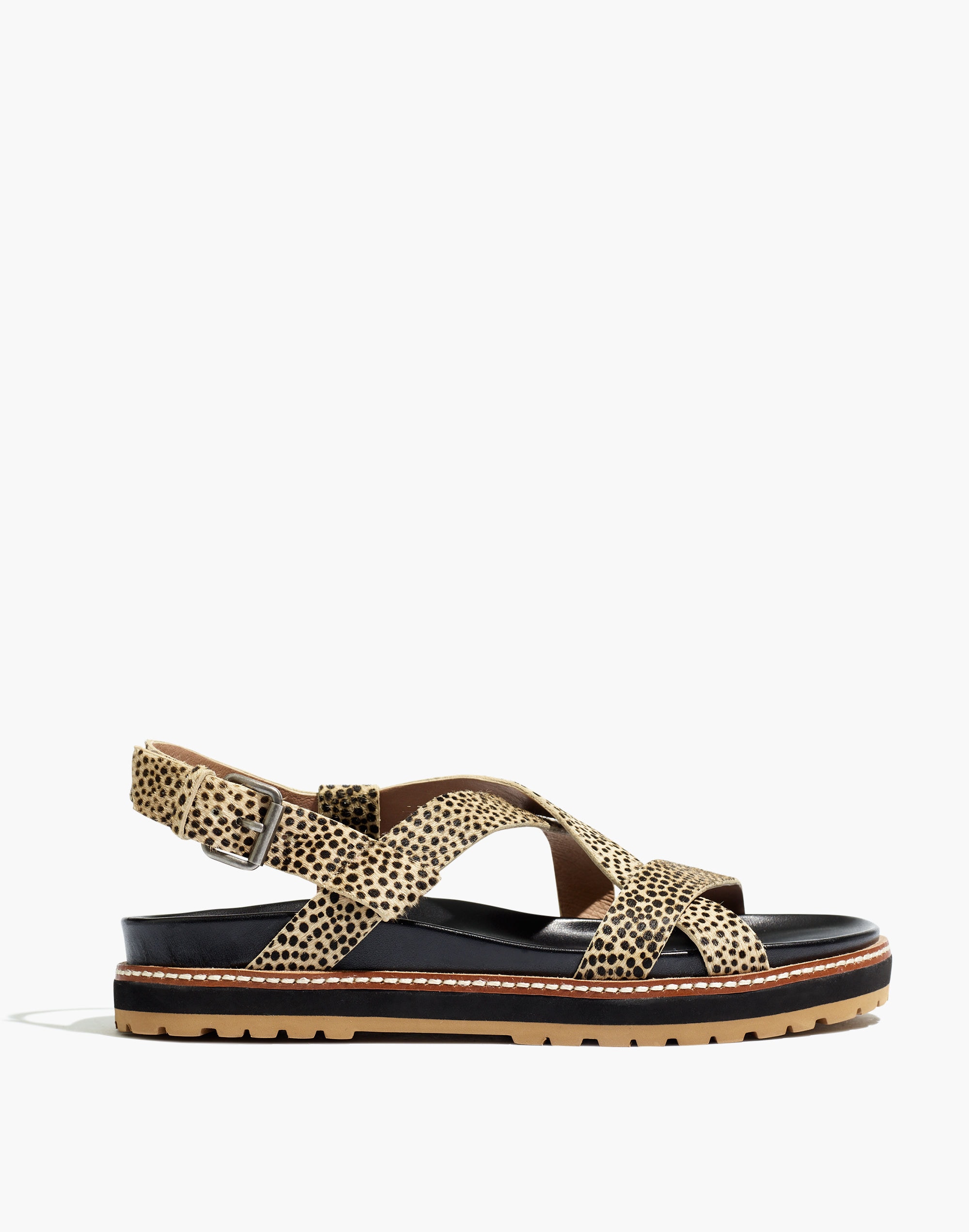 The Aubrey Sandal in Spotted Calf Hair
