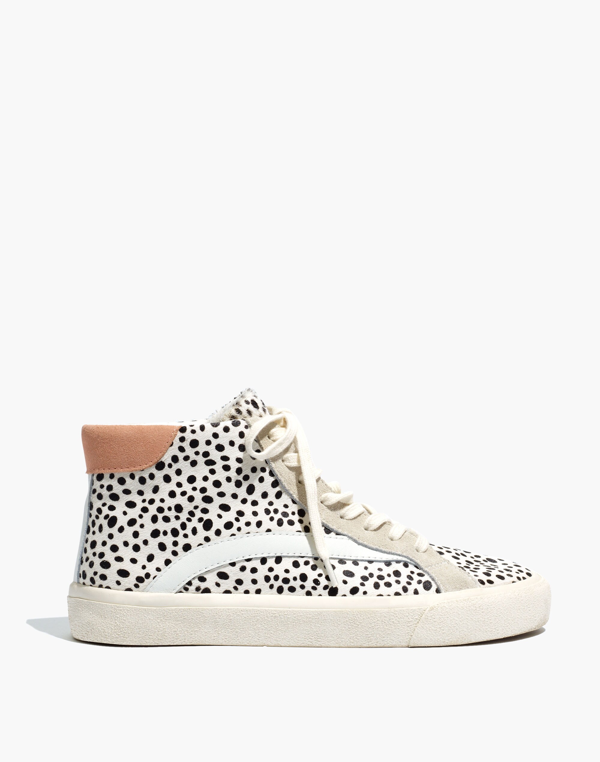 Sidewalk High-Top Sneakers in Spotted Calf Hair and Suede