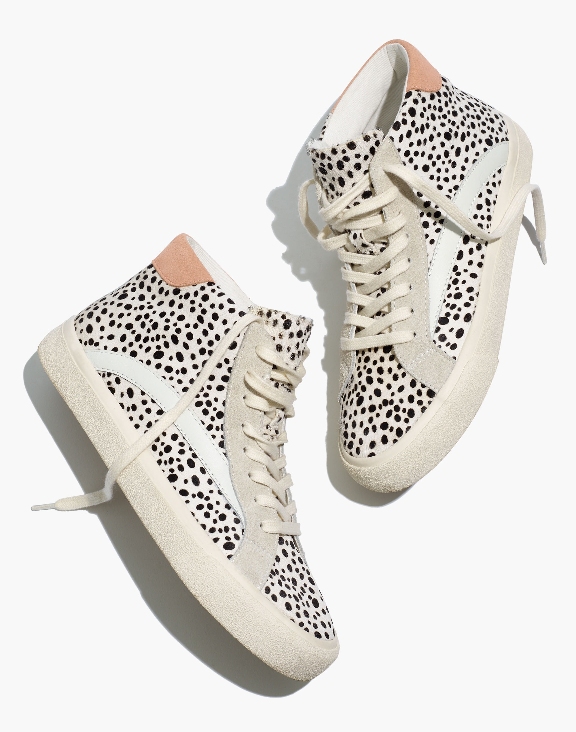 Sidewalk High-Top Sneakers in Spotted Calf Hair and Suede