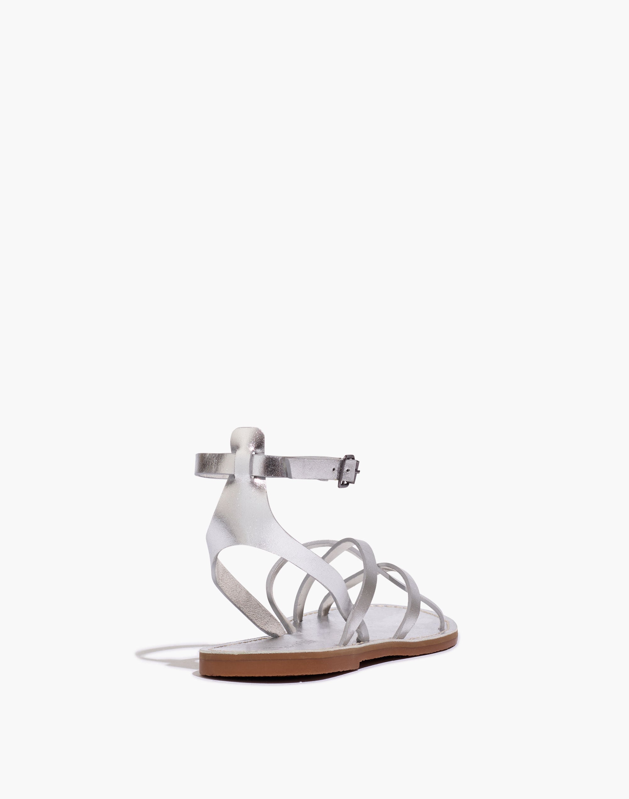 The Boardwalk Skinny-Strap Sandal in Metallic Leather