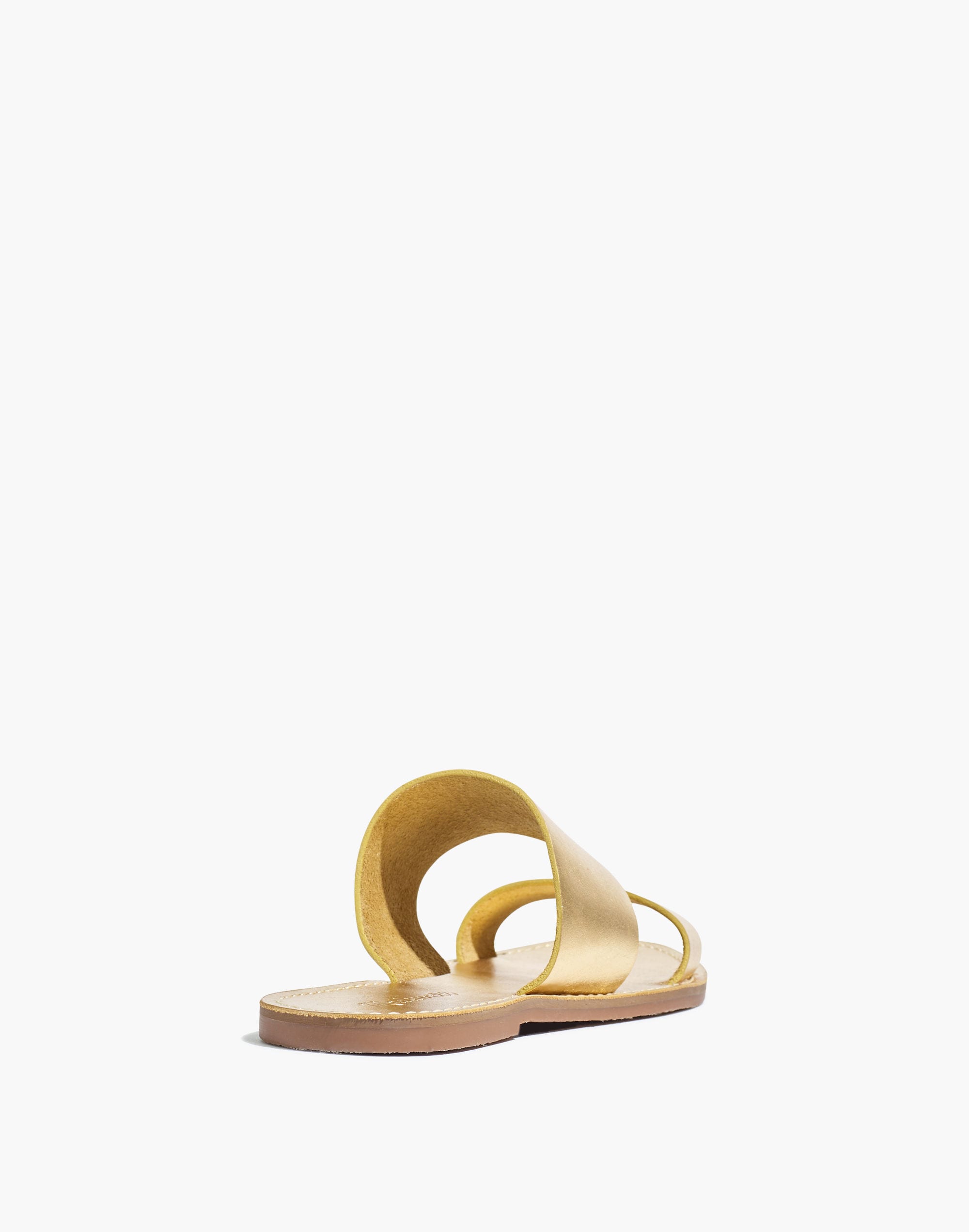 The Boardwalk Double-Strap Slide Sandal in Metallic Leather