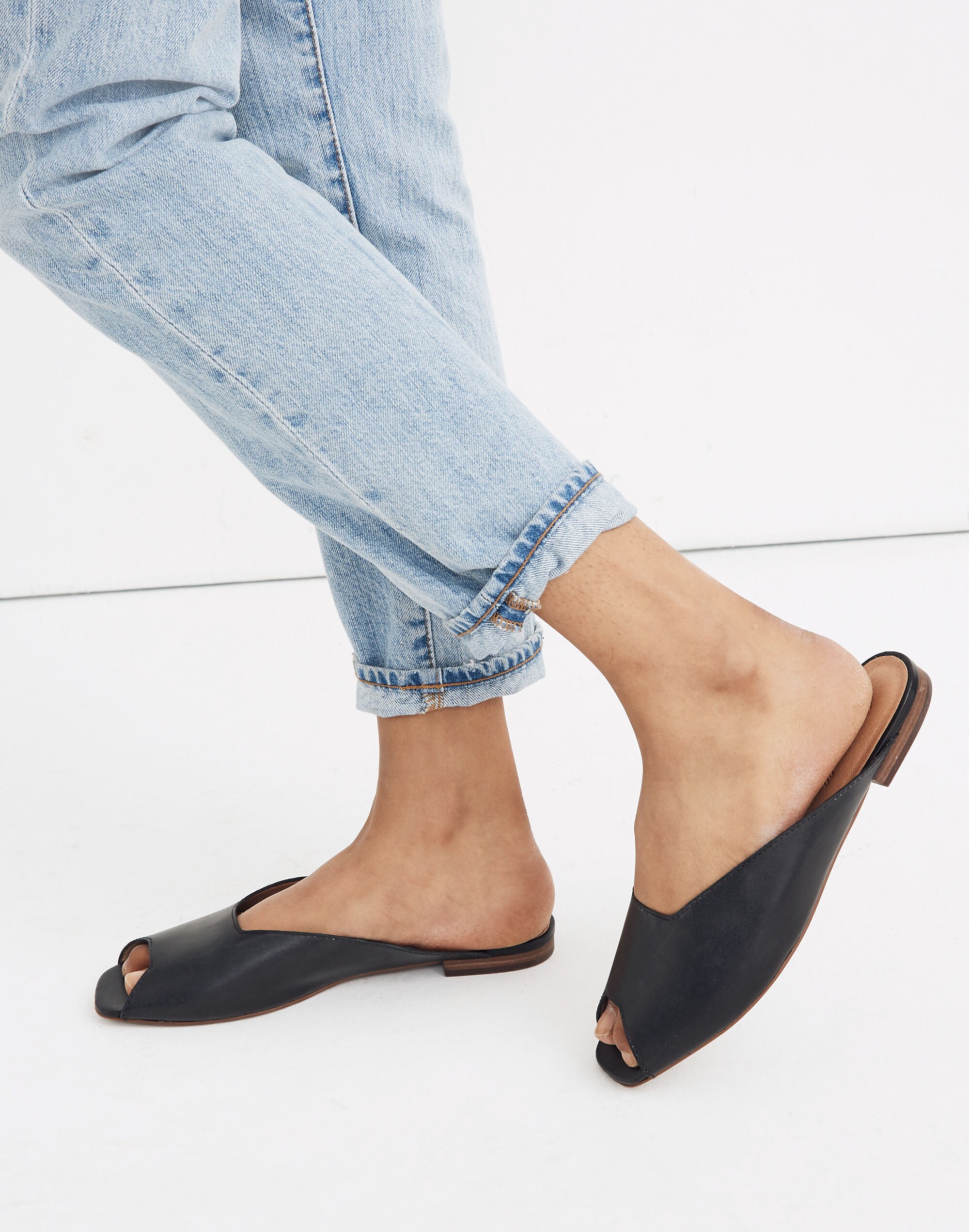 The Erica Peep-Toe Mule in Leather