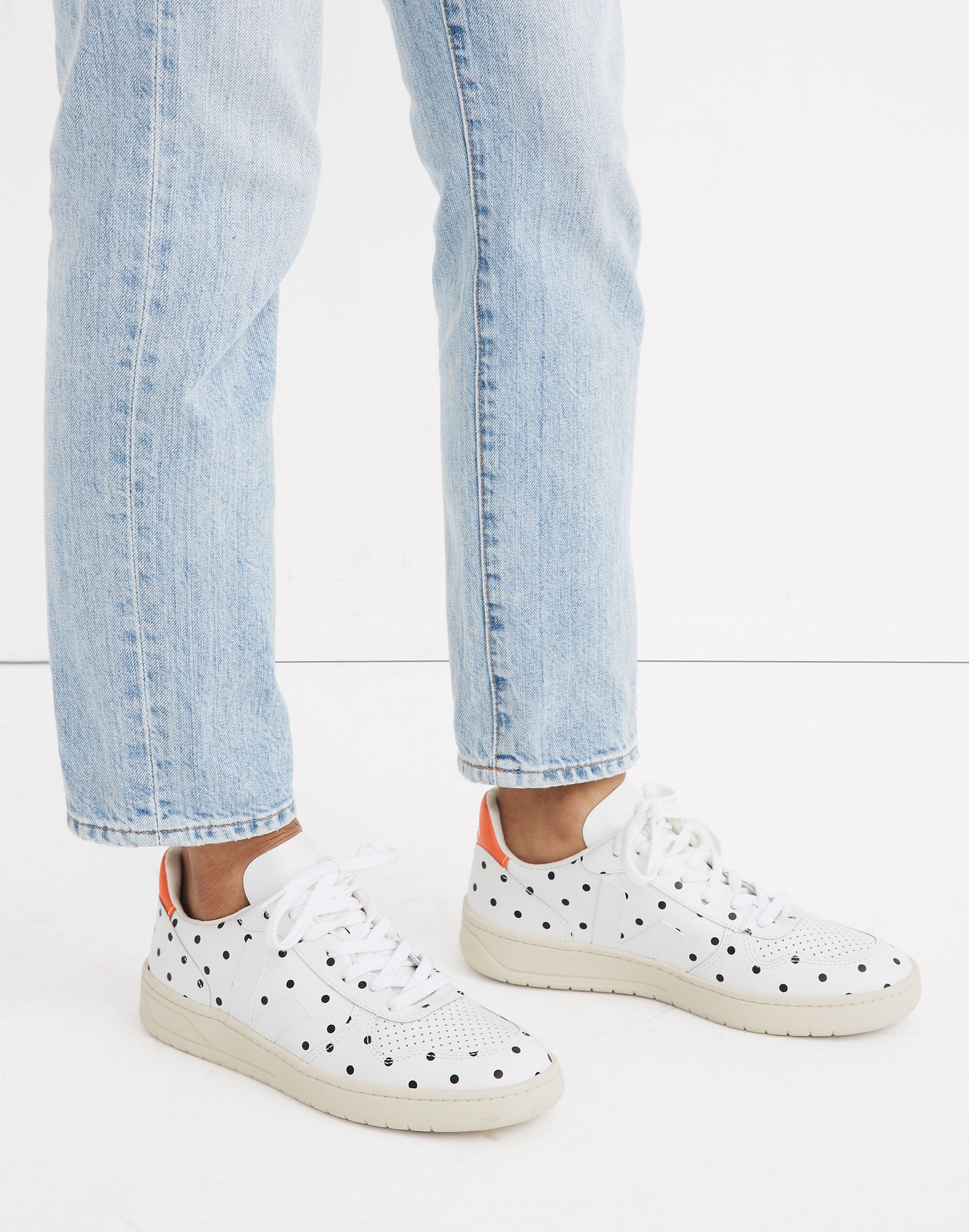 Madewell x Veja&trade; Leather V-10 Sneakers in Polka Dot