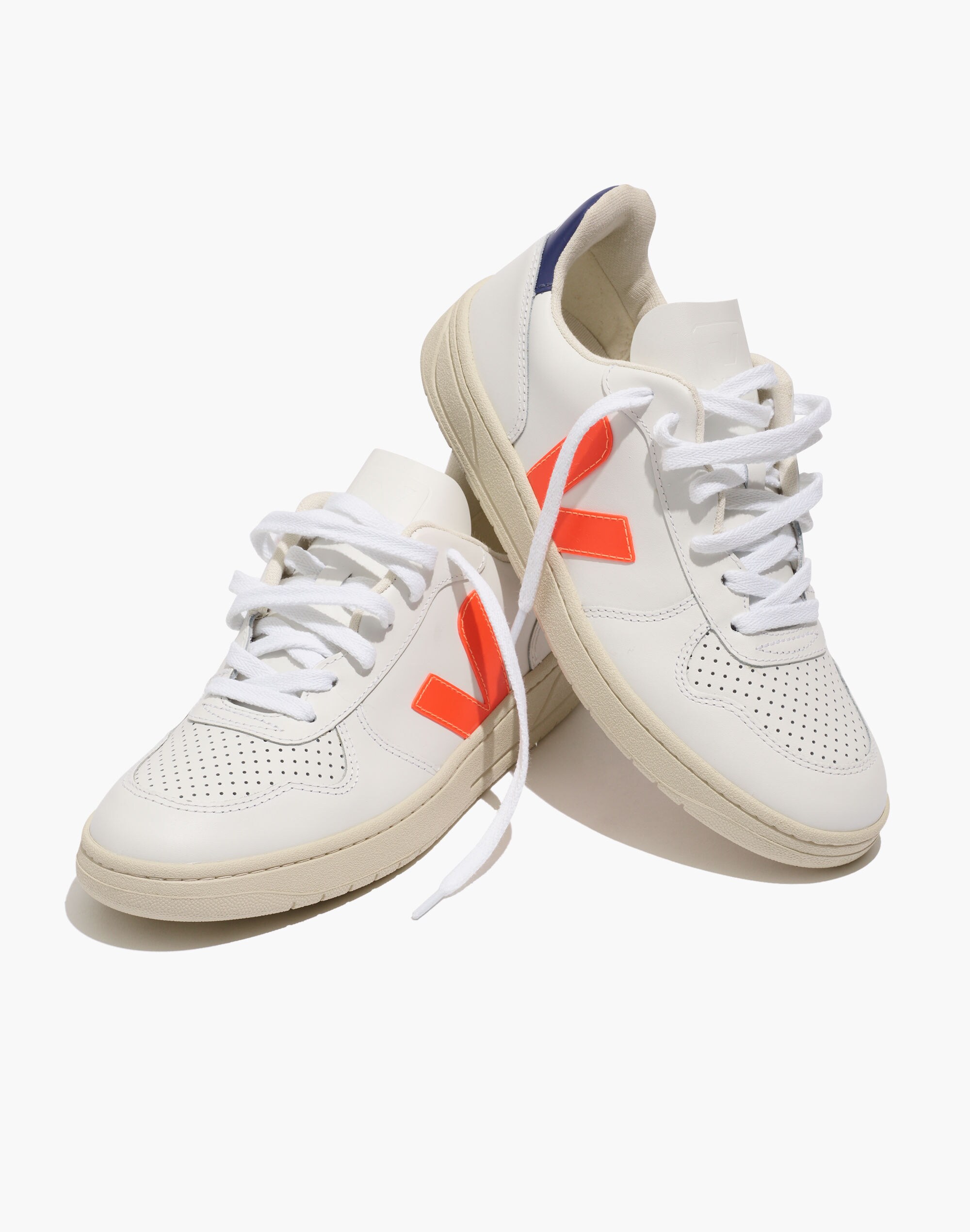 Veja&trade; Leather V-10 Sneakers in Neon