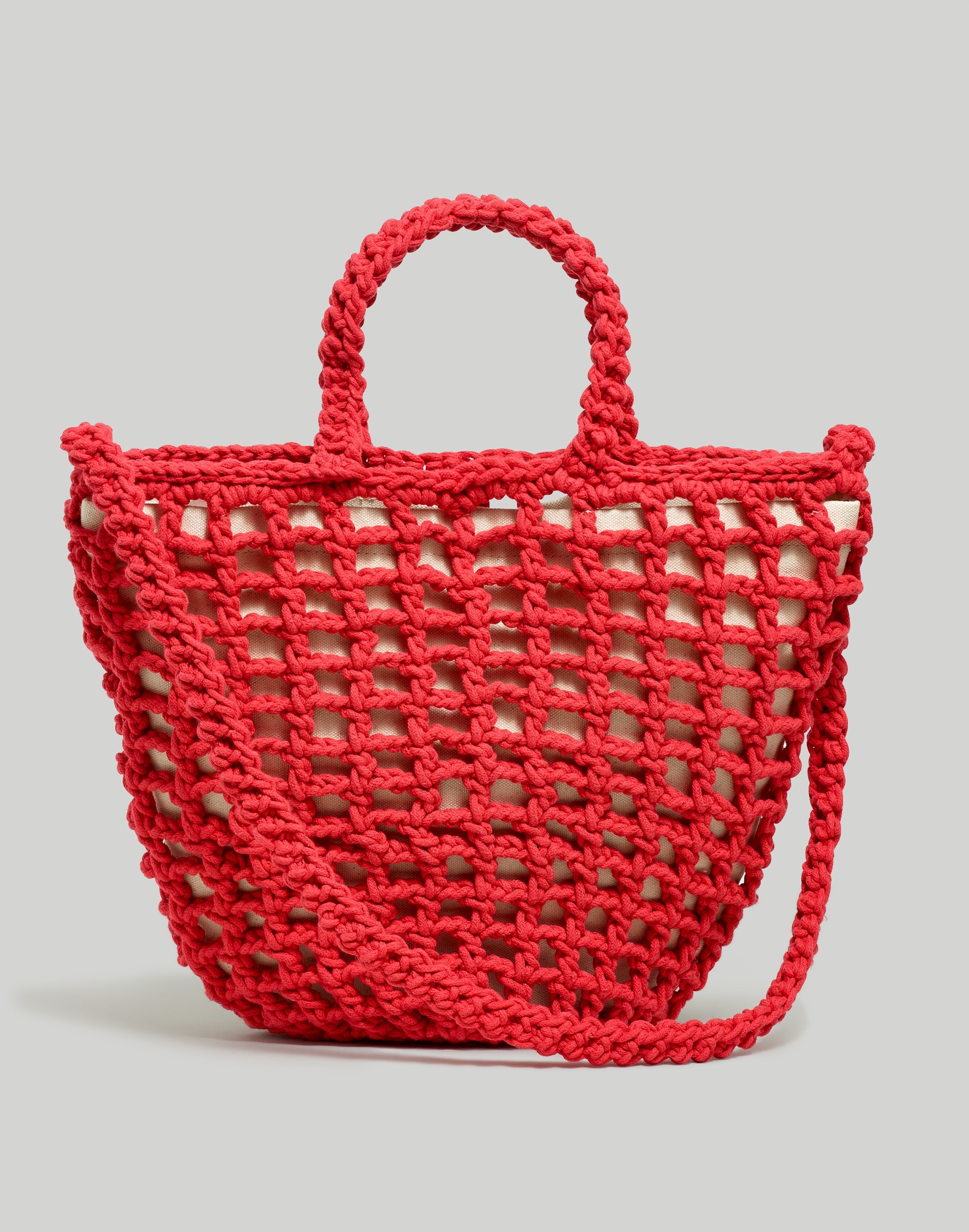 Mw The Crocheted Shoulder Bag In Bright Poppy